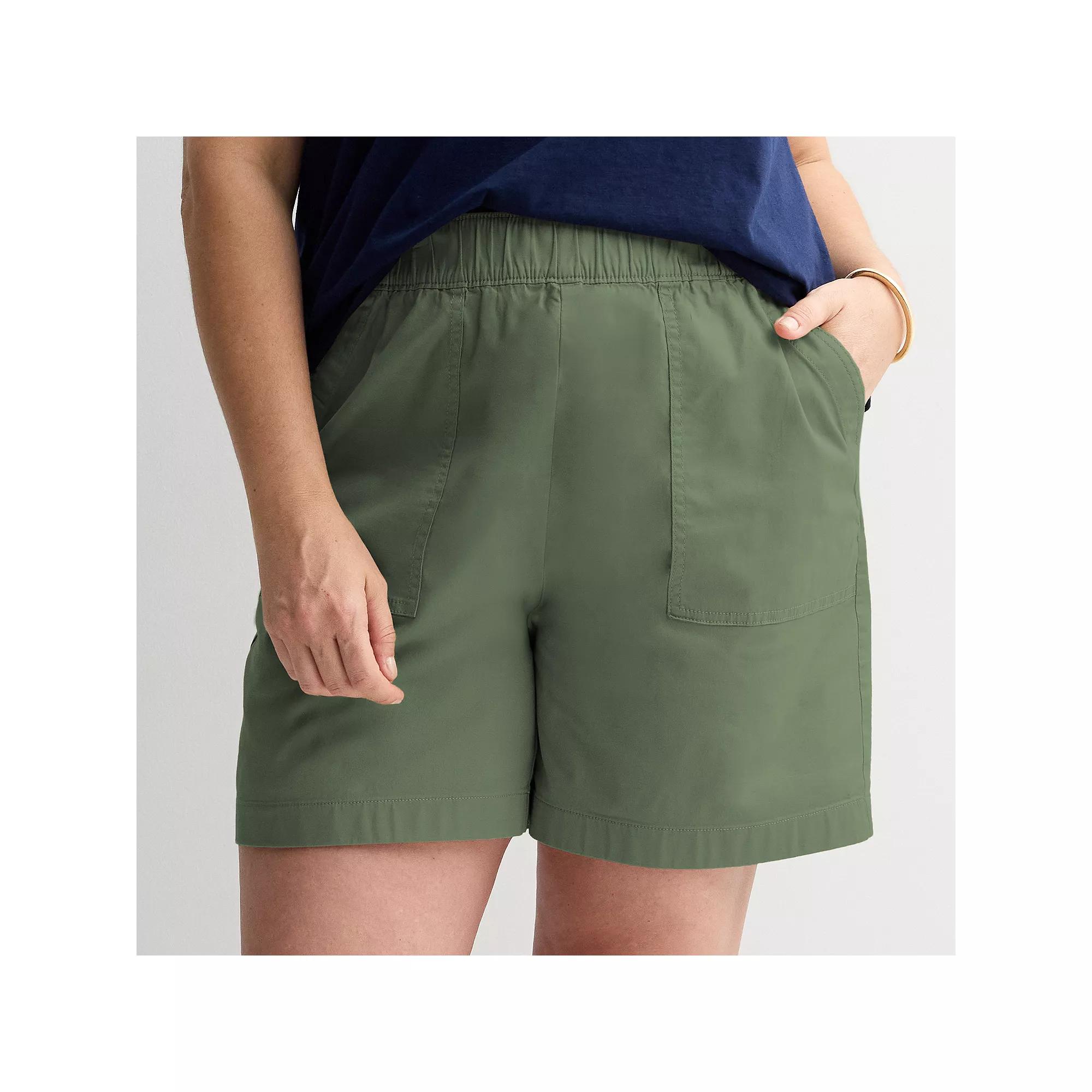 Plus Size Croft & Barrow® Pull On Twill Shorts, Women's, Size: 1XL, Manolo Green Product Image