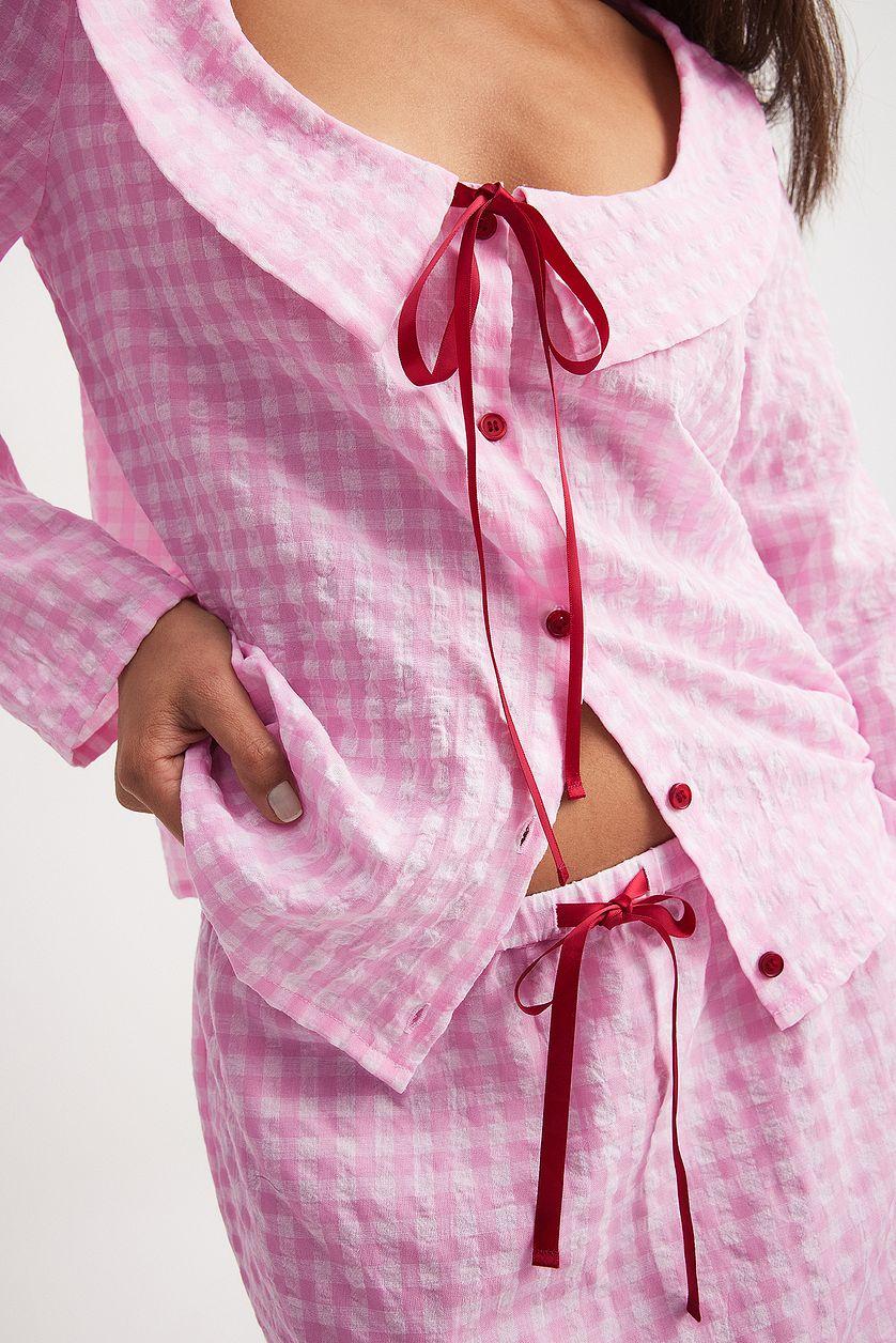 Checked Tie Front Top Product Image