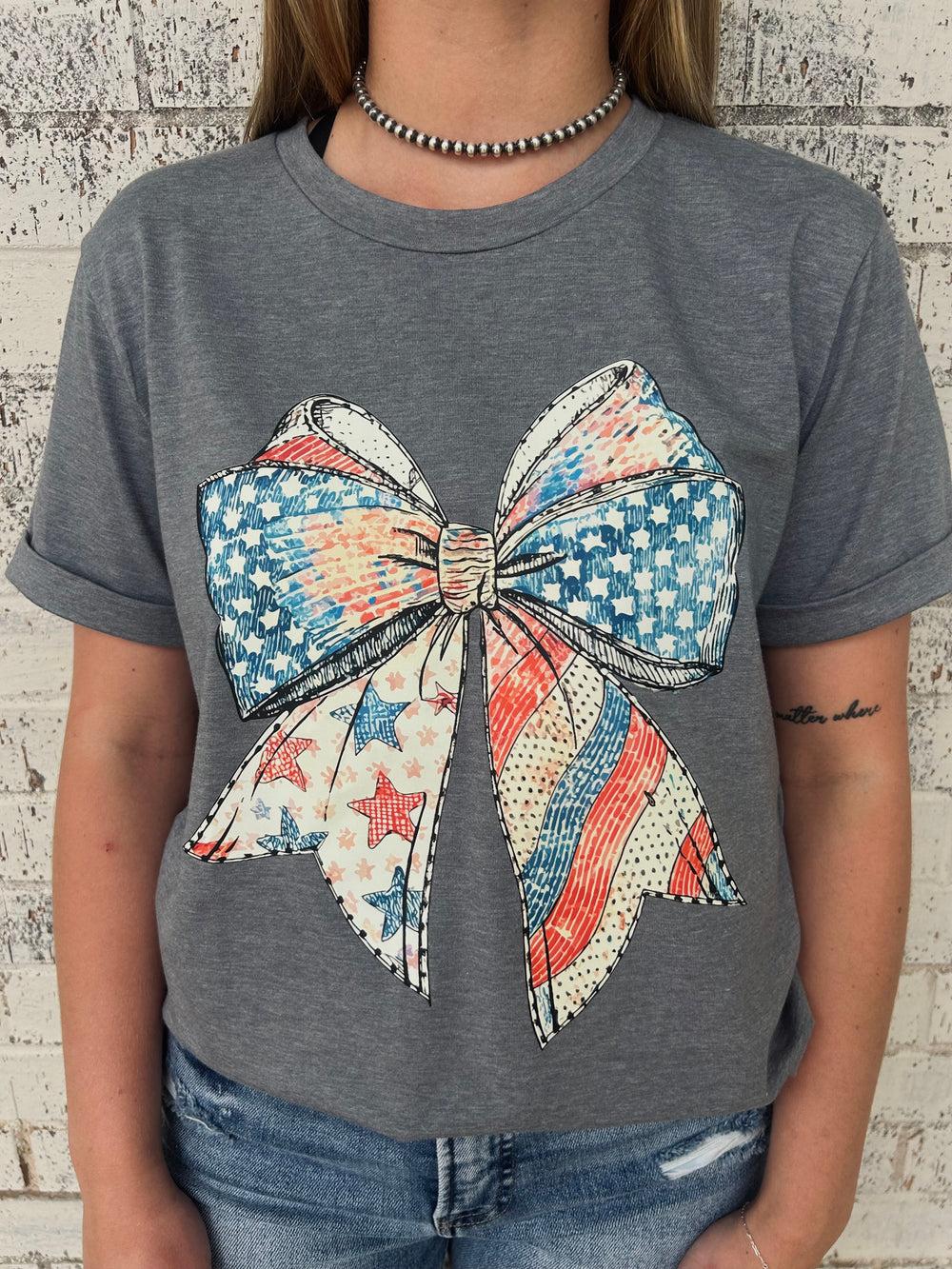 US Flag Bow Graphic Tee Product Image