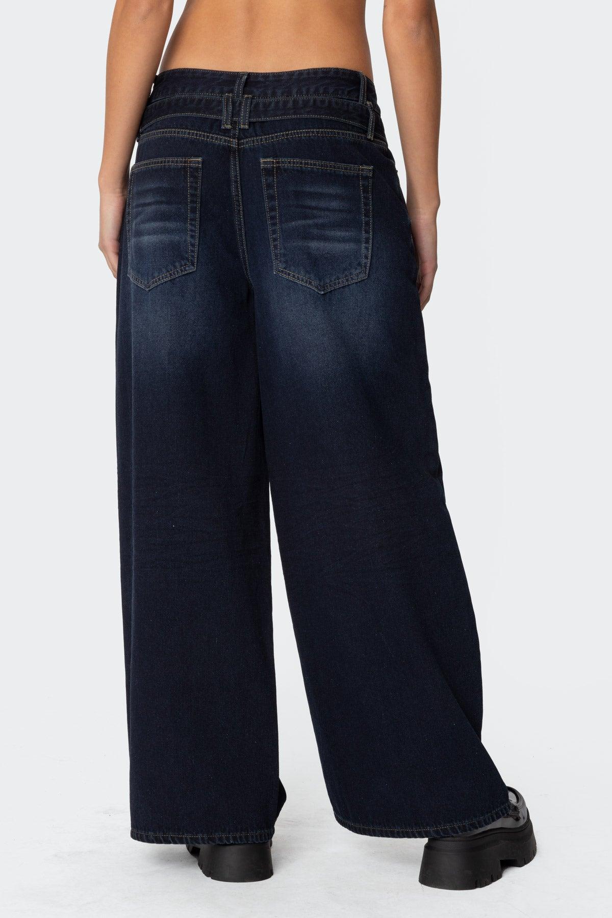 Super Baggy Belted Low Rise Jeans Product Image