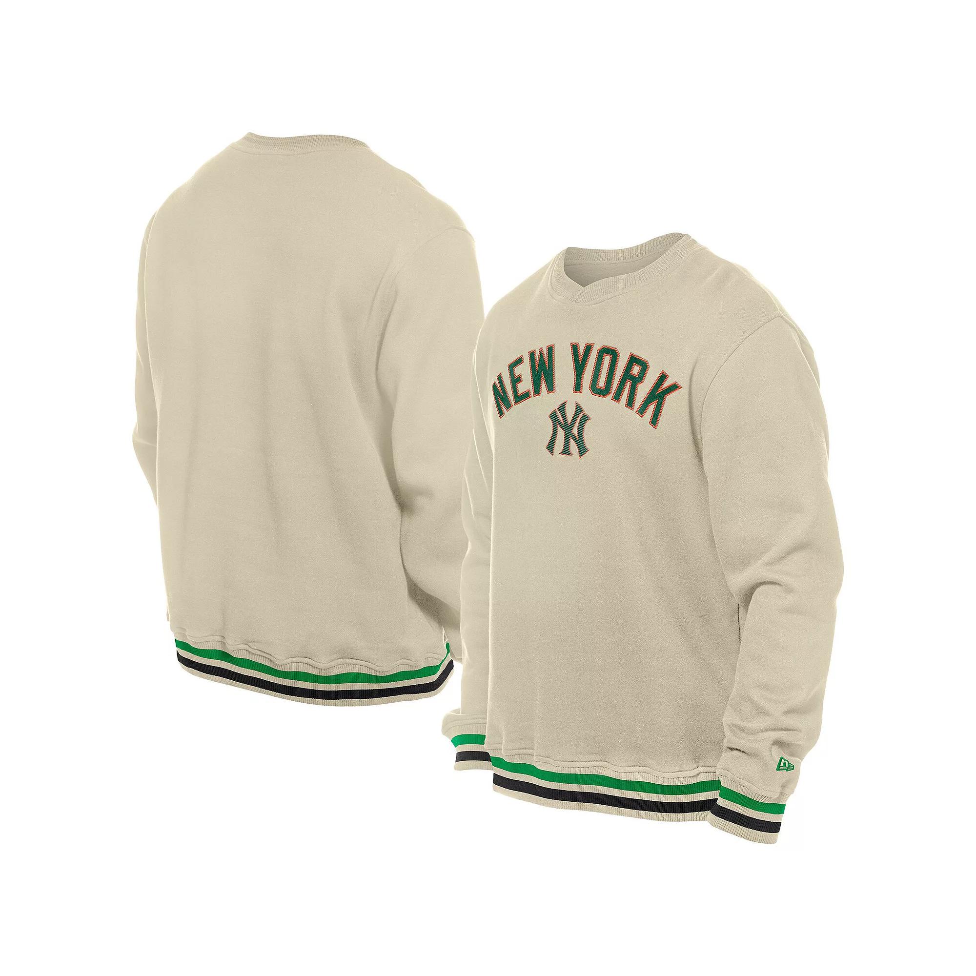 Men's New Era  Cream New York Yankees St. Patrick's Day Twill Pullover Sweatshirt, Size: Large, Beige Product Image