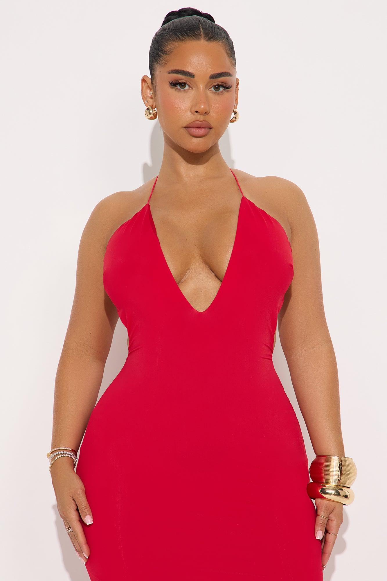Katrina Cut Out Maxi Dress - Red Female Product Image