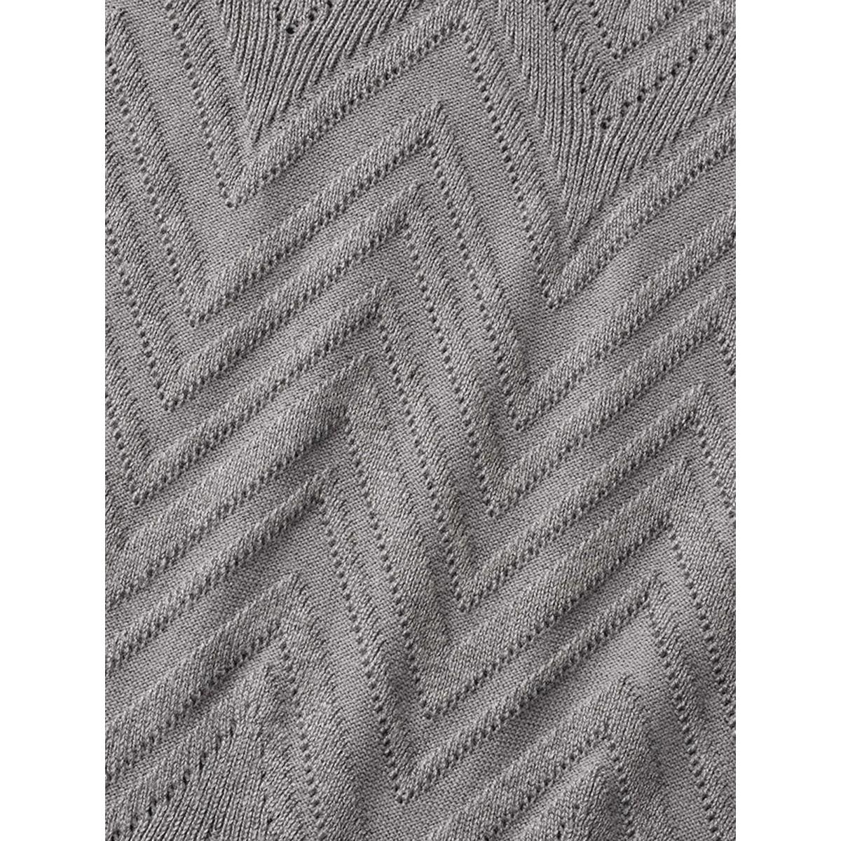 Plus Size Folded Hem Textured Open-Front Cardigan DarkGray Women Leisure Loose Long Sleeve Casual Cardigans BloomChic 26/4X Product Image