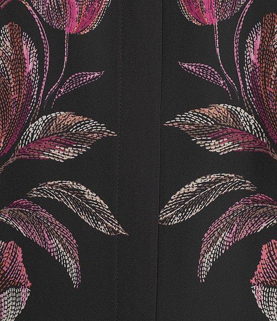 Investments Caroline Signature Placed Floral Stitch Print 3/4 Sleeve Button Front Top Product Image