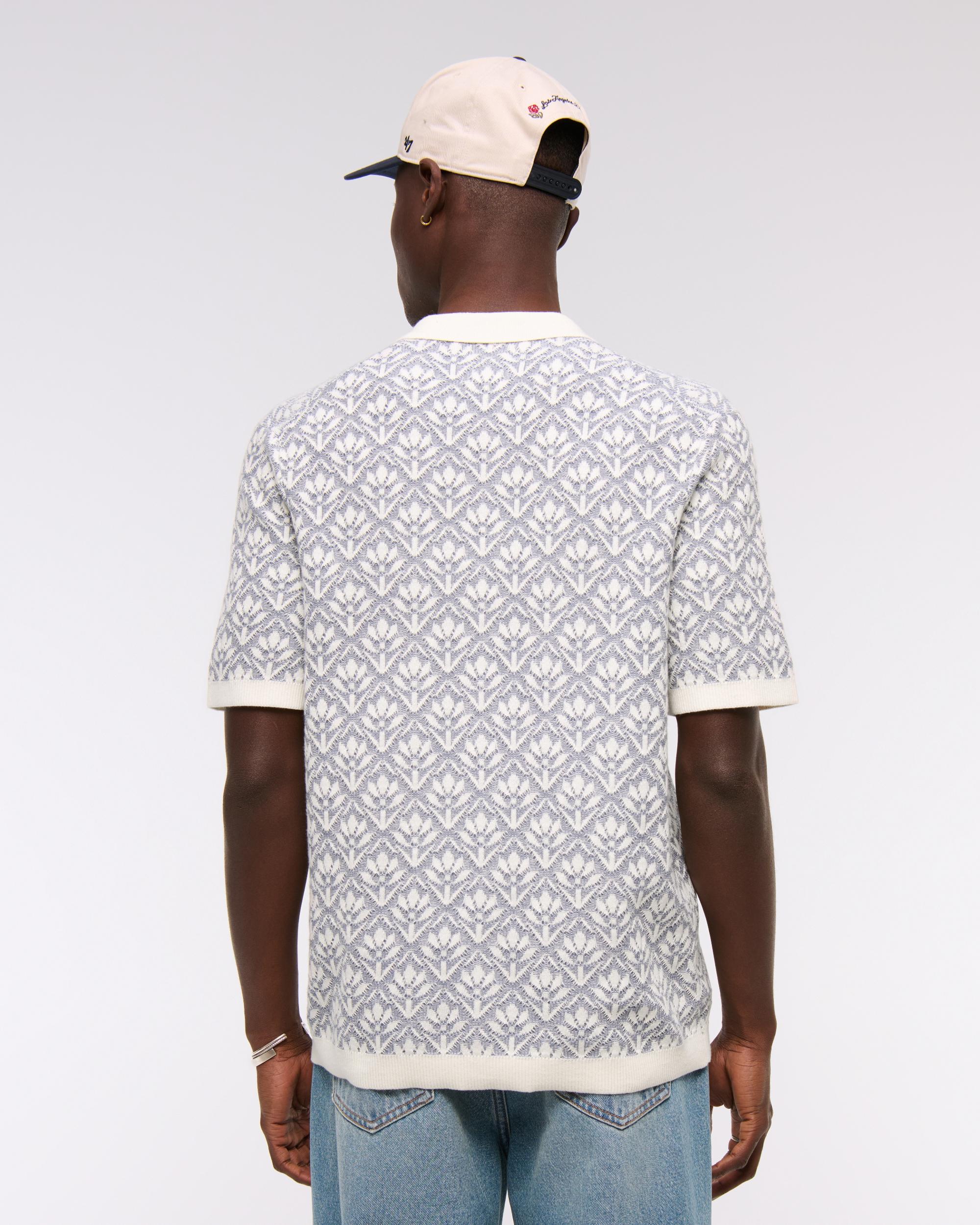 Jacquard Pattern Button-Through Sweater Polo Product Image