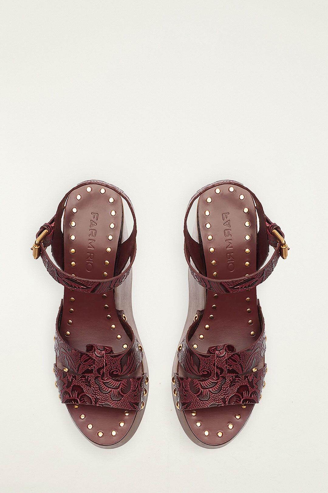 Brown Studded Embossed Wedge Sandal Product Image