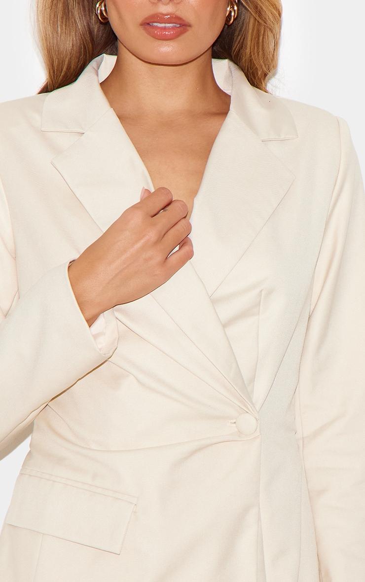 Cream Tailored Woven Cinched Waist Long Sleeve Romper Product Image