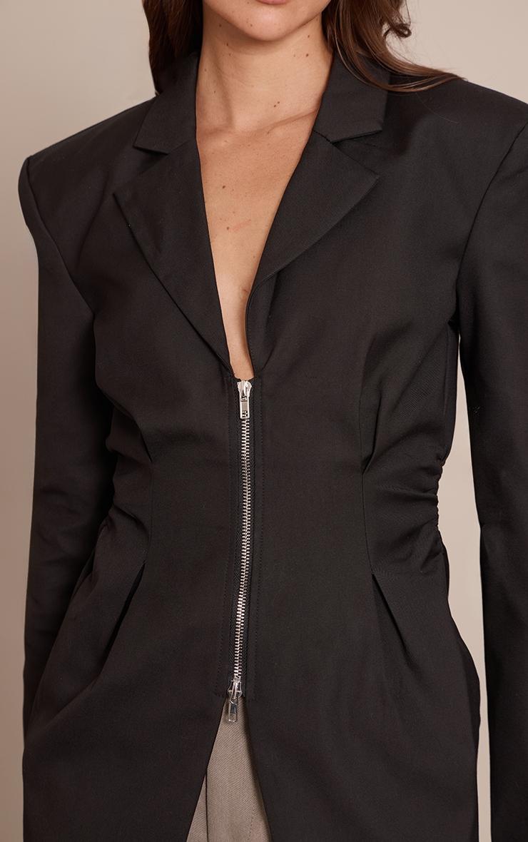 Black Zip Detail Cable Knit Oversized Sweater Product Image