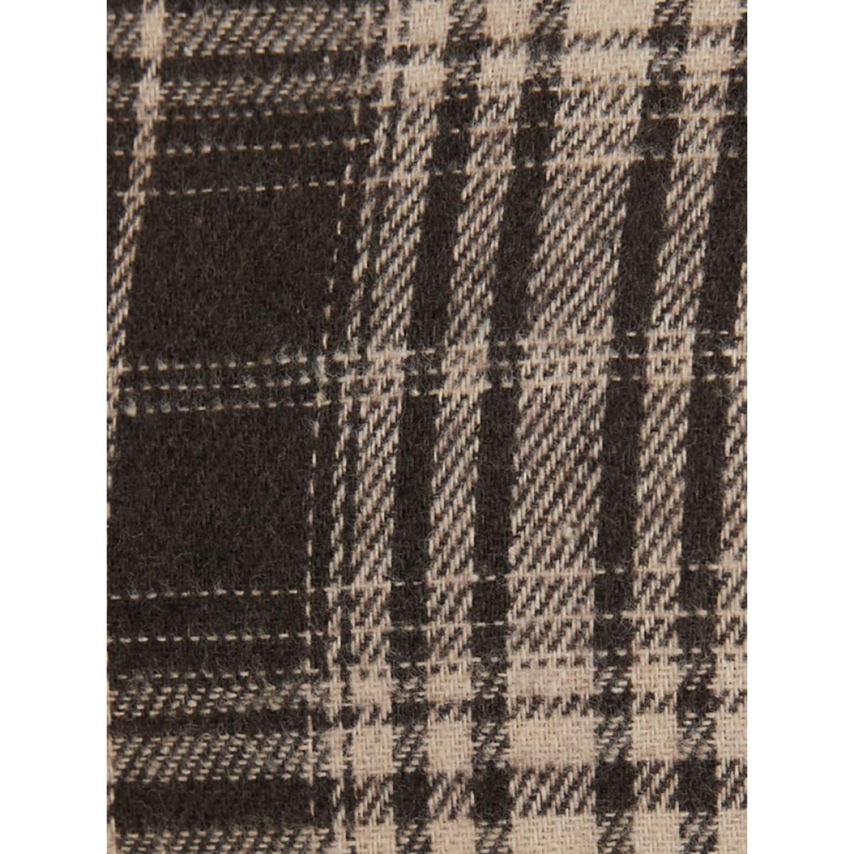 Plus Size Plaid Sleeveless Button Detail Dress Without Sweater DarkBrown Women Office Button V-neck Sleeveless Curvy Midi Dress BloomChic 26/4X Product Image