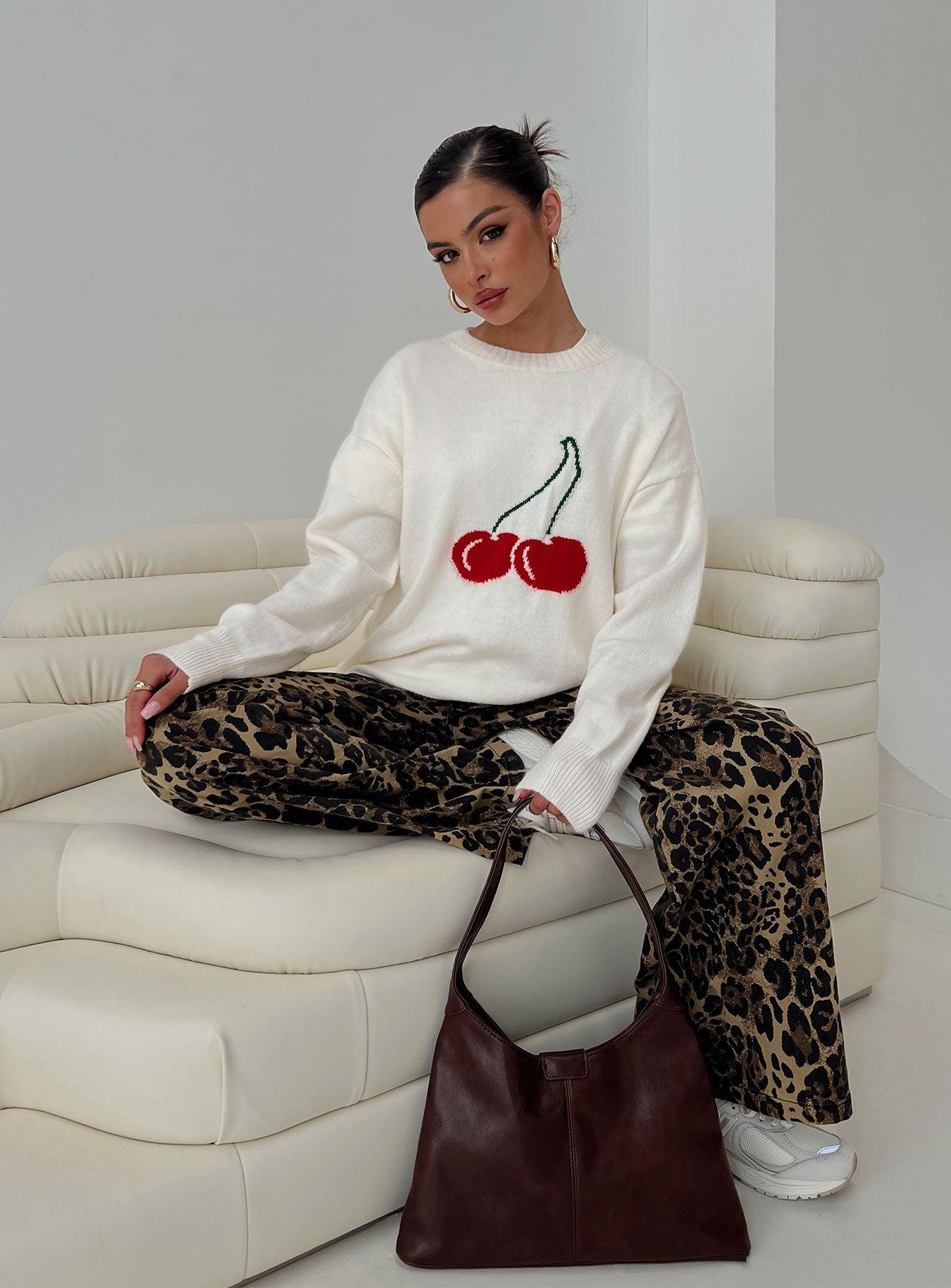 Cherry Dreams Knit Jumper Cream Product Image