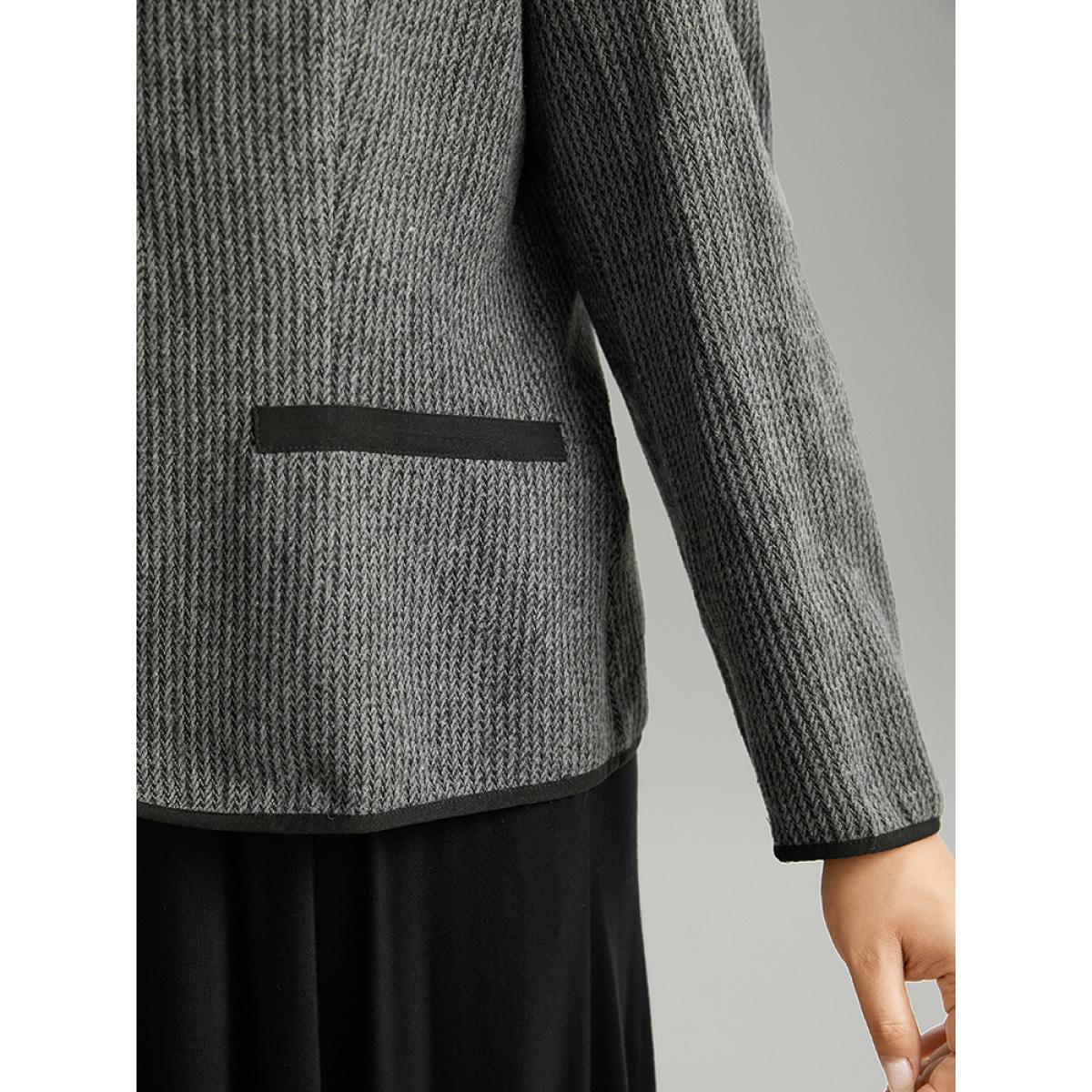 Plus Size Solid Textured Patchwork Zipper Pocket Blazer Women DimGray Office Texture Ladies Work Winter Coats BloomChic 18-20/2X Product Image