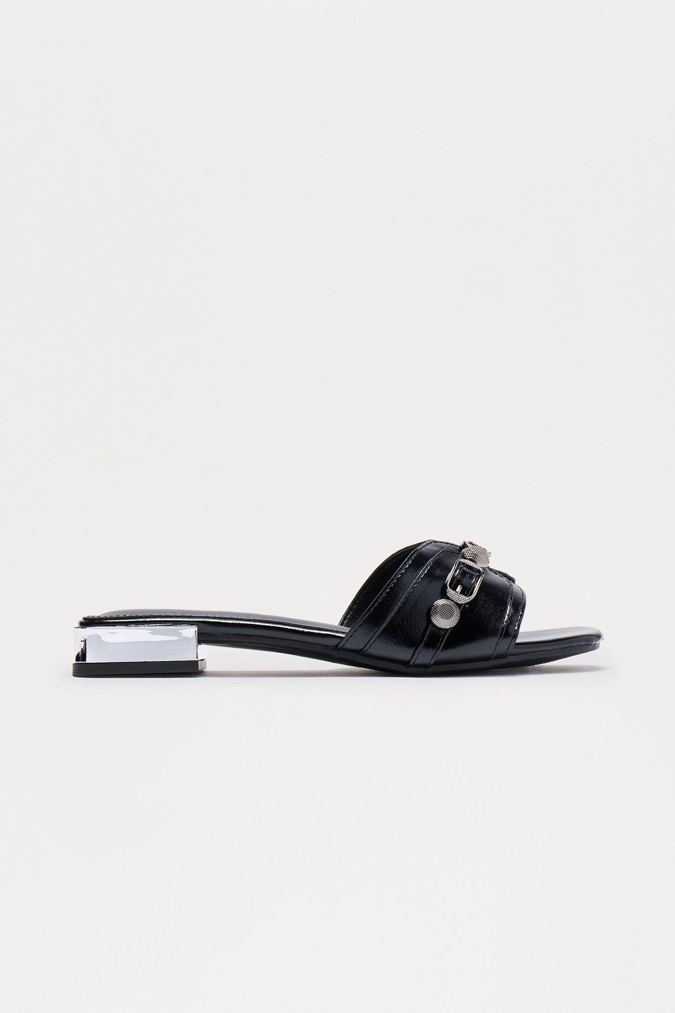 Sajie Hardware Slip On Sandals - Black Female Product Image