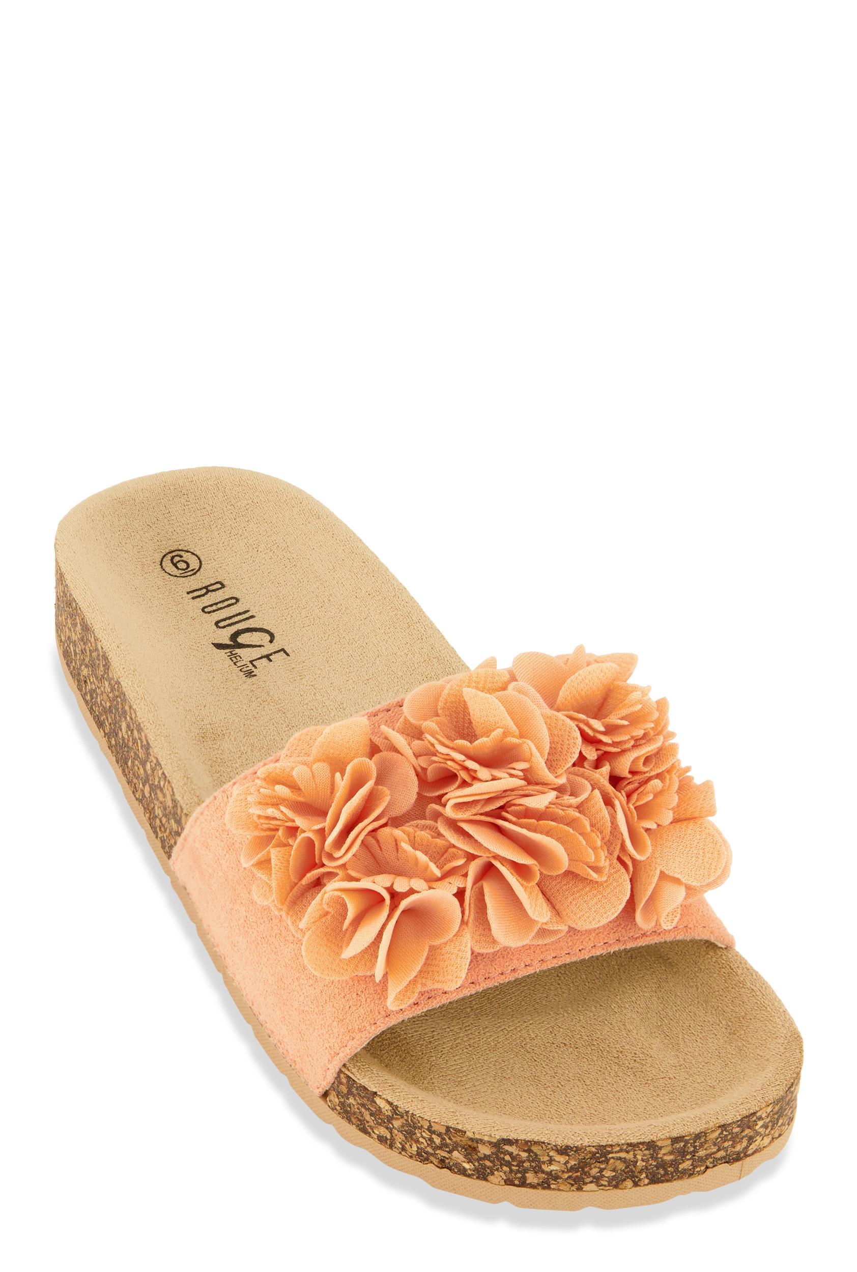 Womens Flower Petal Band Platform Slide Sandals Product Image