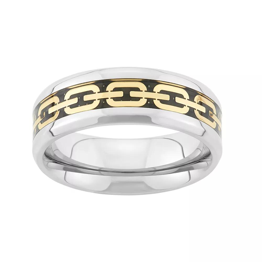 Steel Nation Tri-Tone Stainless Steel Chain Link Wedding Band - Men, Men's,  Product Image
