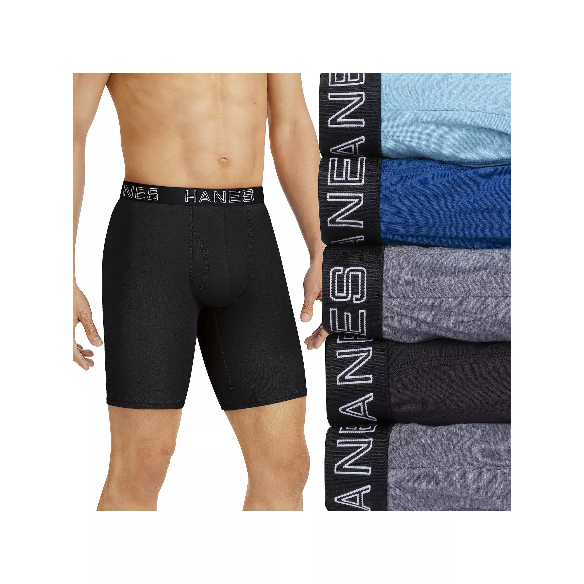 Men's Hanes® Ultimate 4+1 Bonus Pack ComfortFlex Fit Long Leg Boxer Briefs with Total Support Pouch,  Product Image