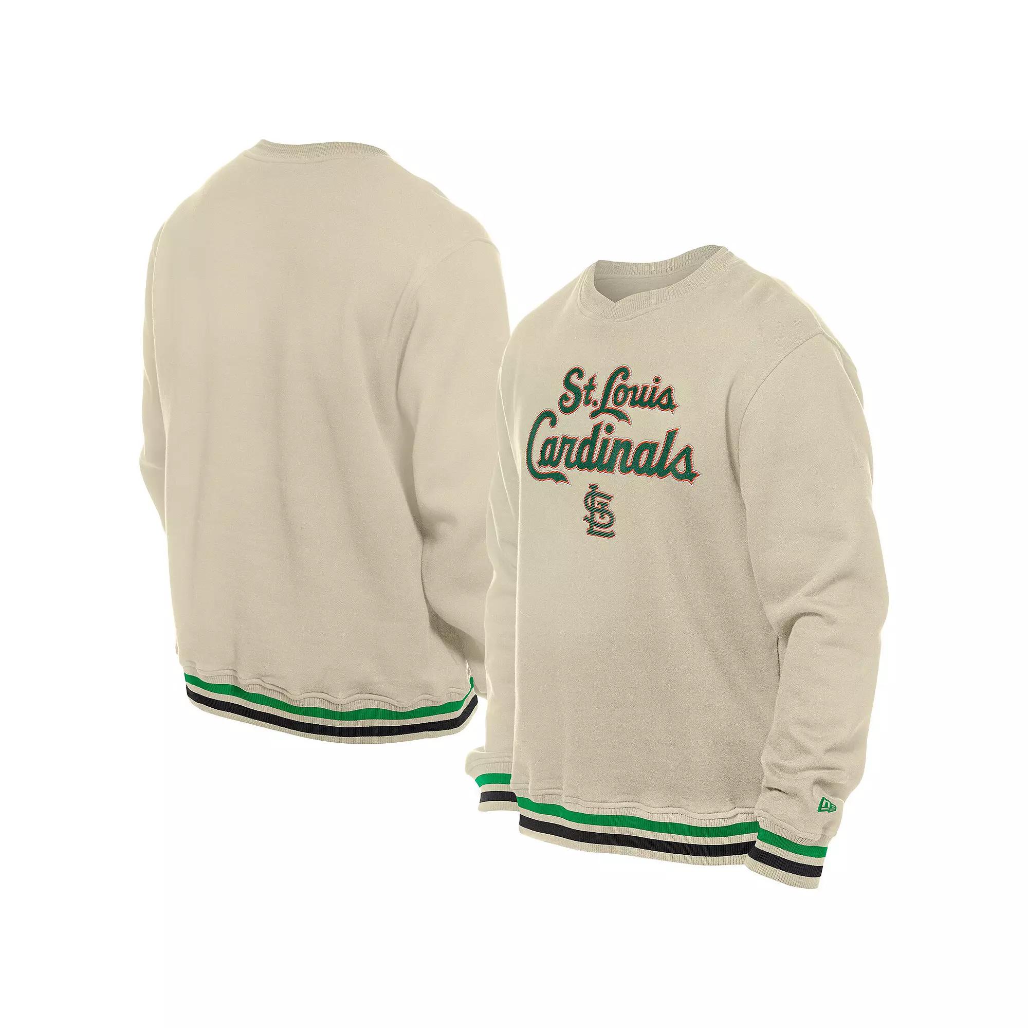Men's New Era Cream St. Louis Cardinals St. Patrick's Day Twill Pullover Sweatshirt,  Product Image