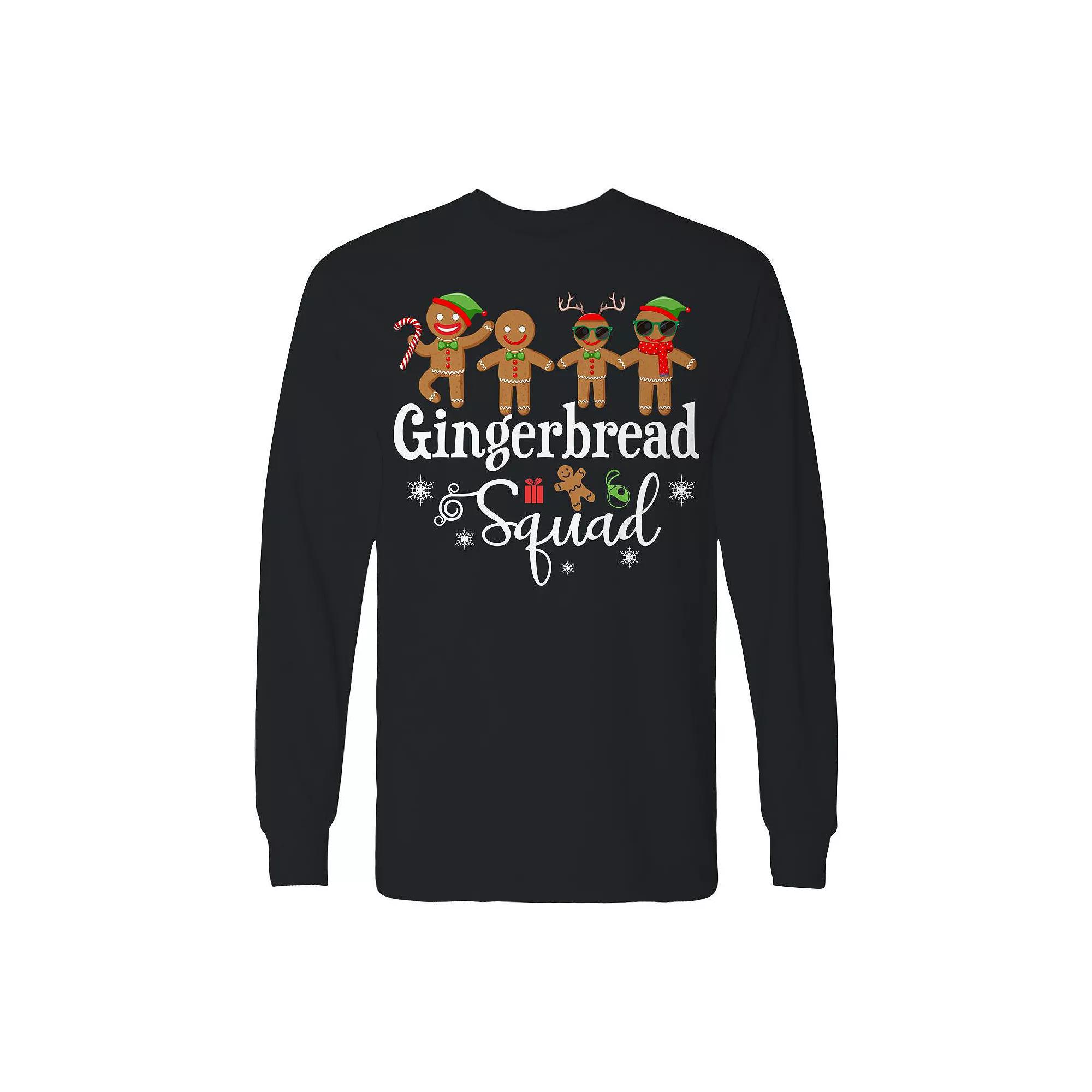 Men's Christmas Gingerbread Squad Long Sleeve Graphic Tee, Size: Small, Black Product Image