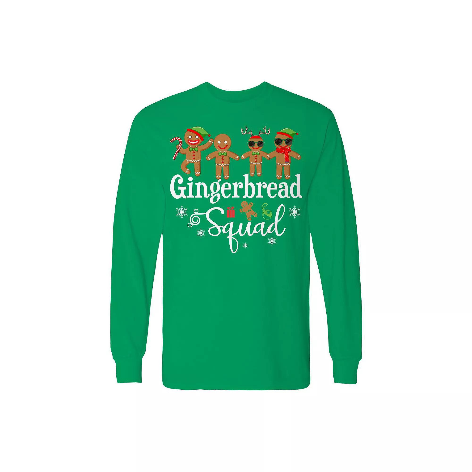 Men's Christmas Gingerbread Squad Long Sleeve Graphic Tee, Size: Small, Black Product Image