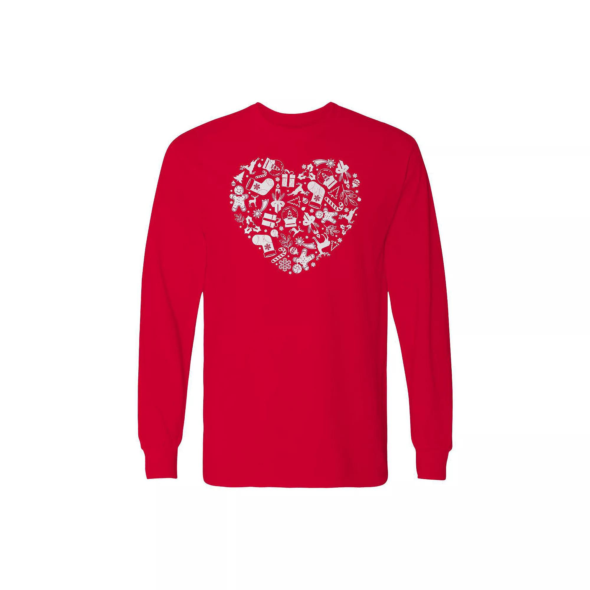 Men's Christmas Heart Long Sleeve Graphic Tee, Adult Unisex,  Product Image