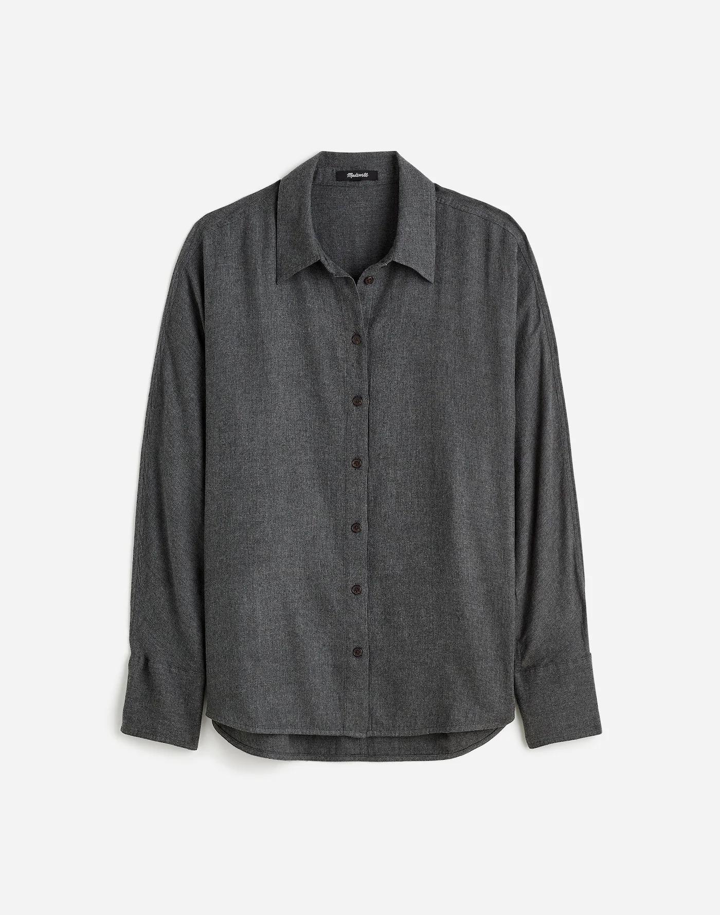 Heathered Flannel Dolman Button-Up Shirt Product Image