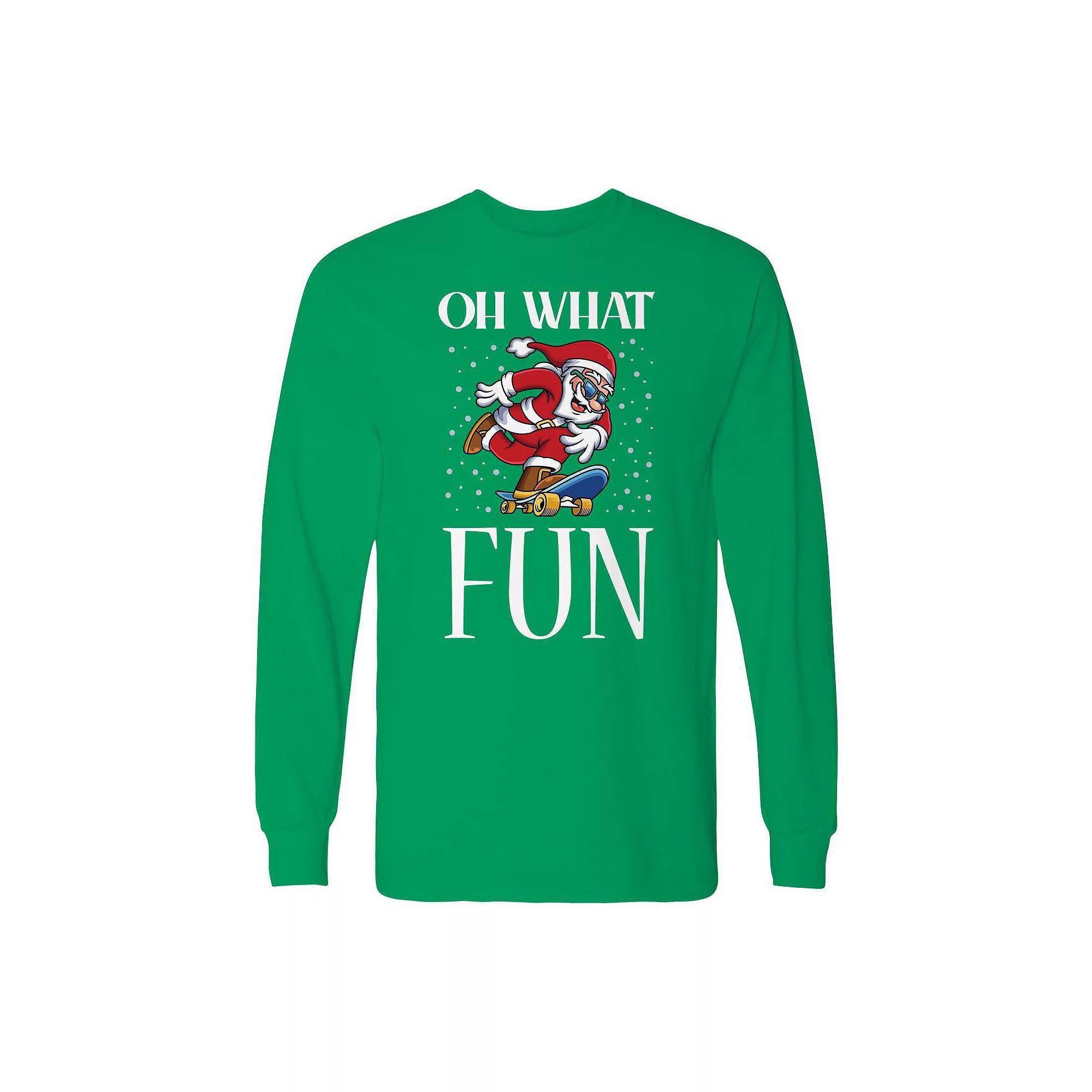 Men's Christmas Santa Oh What Fun Long Sleeve Graphic Tee, Adult Unisex,  Product Image