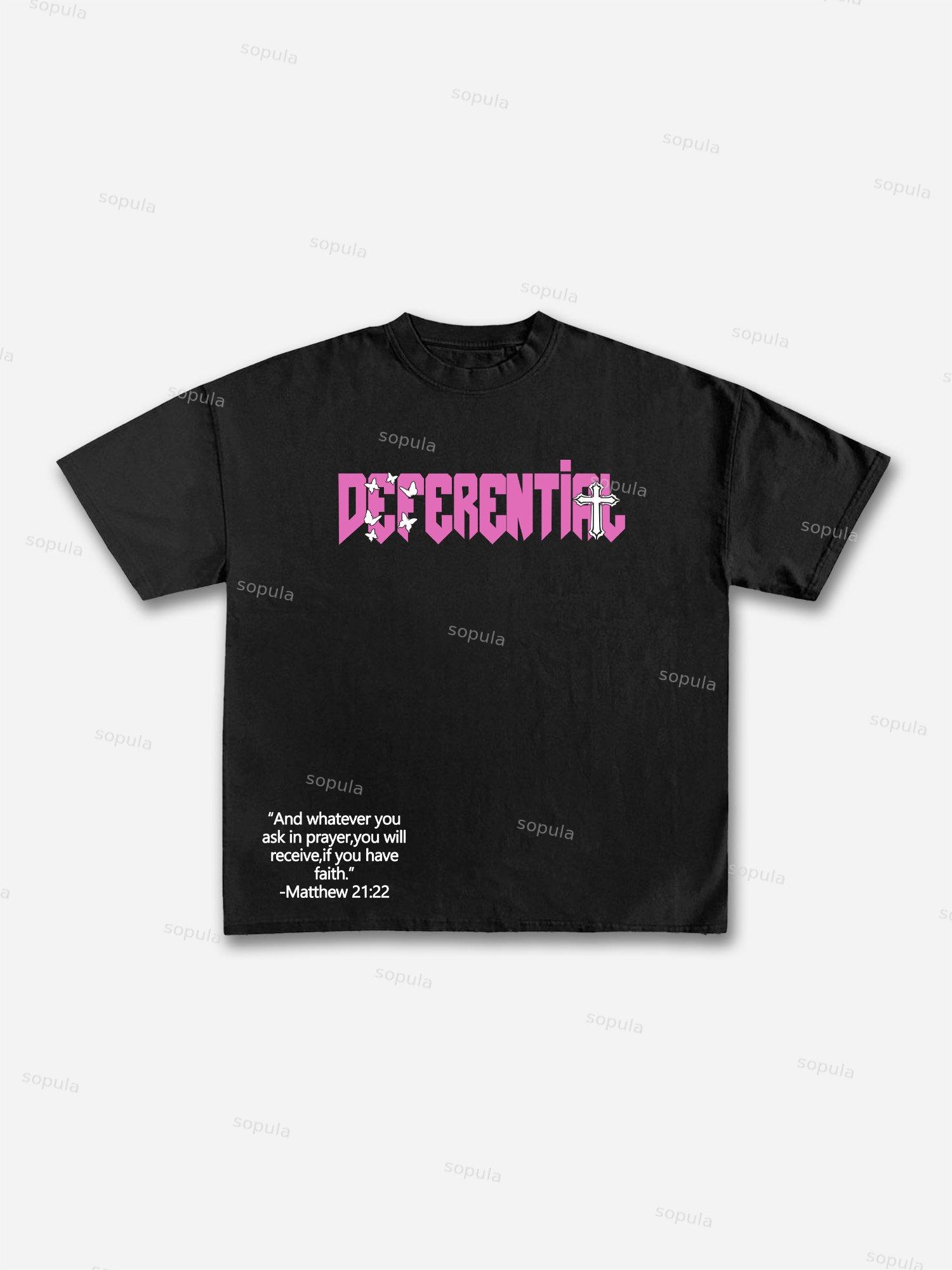 Men's Butterfly Faith Cross Vintage Graphic Cotton T-Shirt Product Image