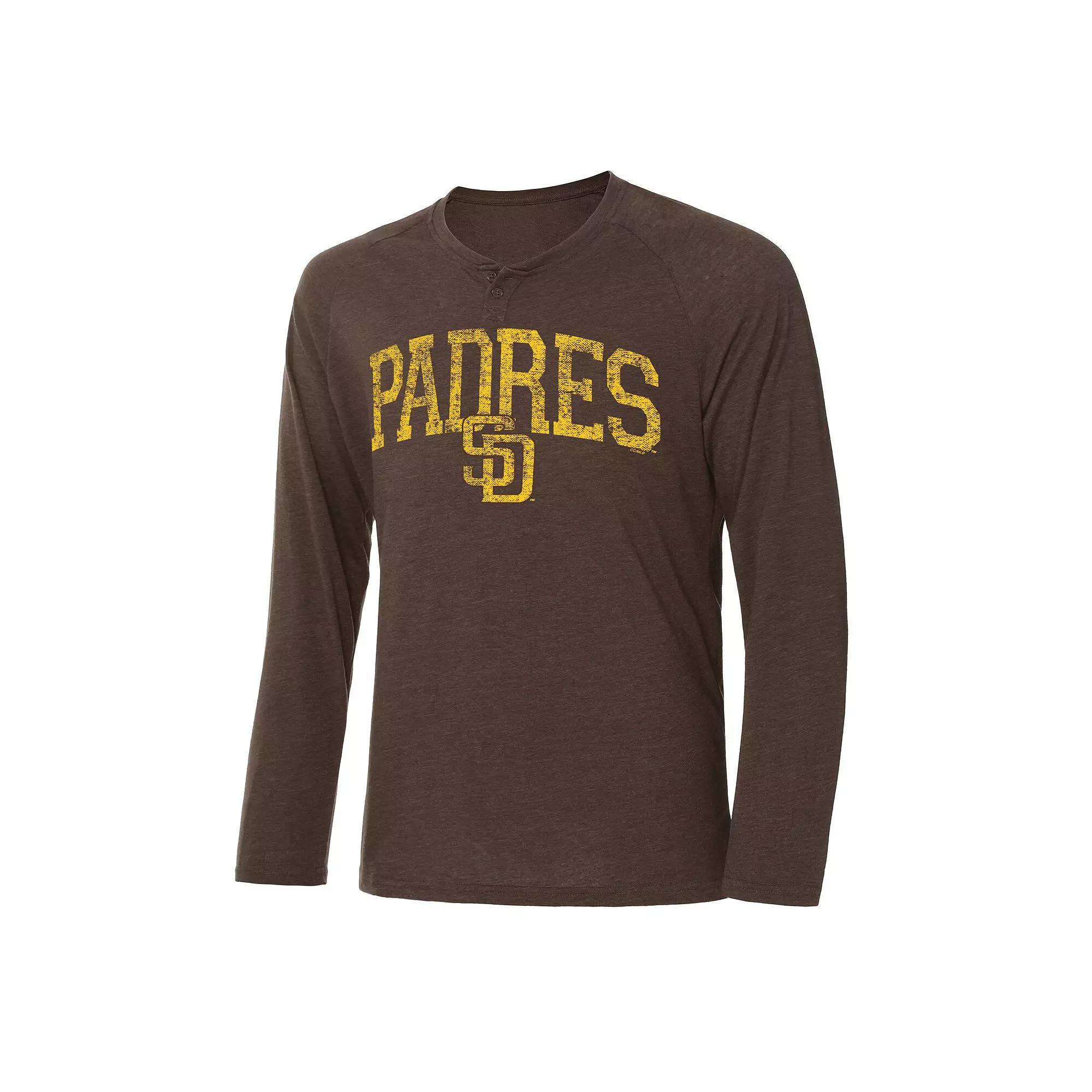 Men's Concepts Sport Brown San Diego Padres Inertia Raglan Long Sleeve Henley T-Shirt, Size: 2XL Product Image