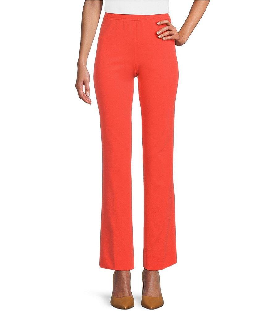 Ming Wang Deco Stretch Crepe Back Slit Hem Pull-On Pants Product Image