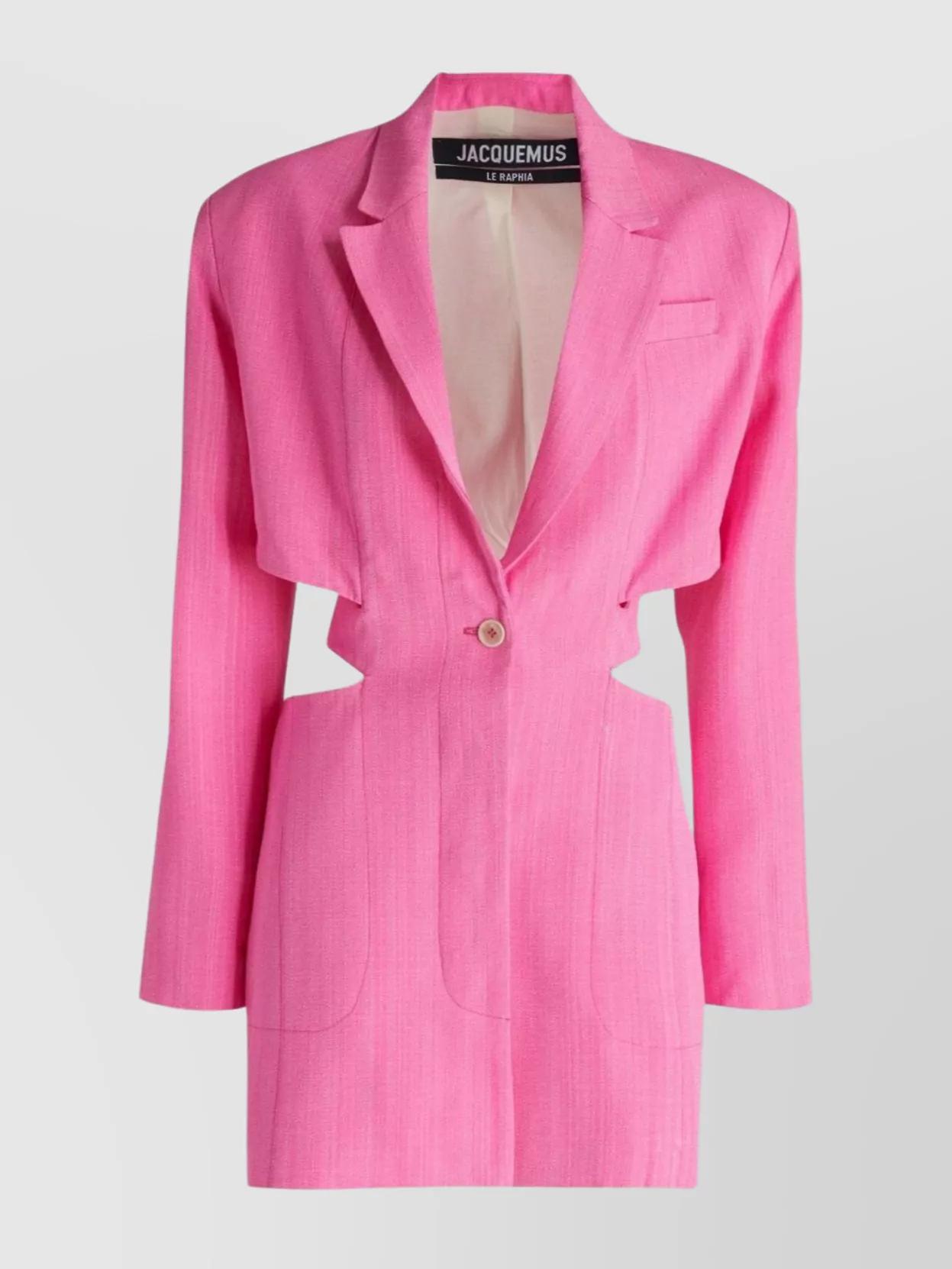 JACQUEMUS Bari Cutout Single-breasted Mini Blazer Dress In Pink Product Image