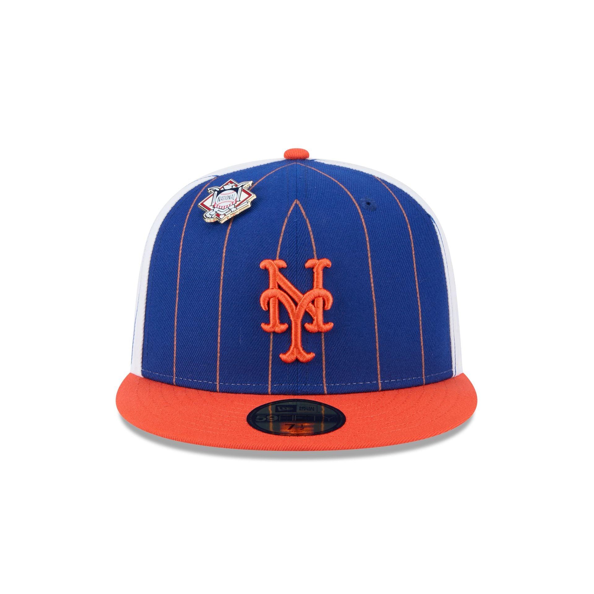 New York Mets Pinstripe League Pin 59FIFTY Fitted Hat Male Product Image