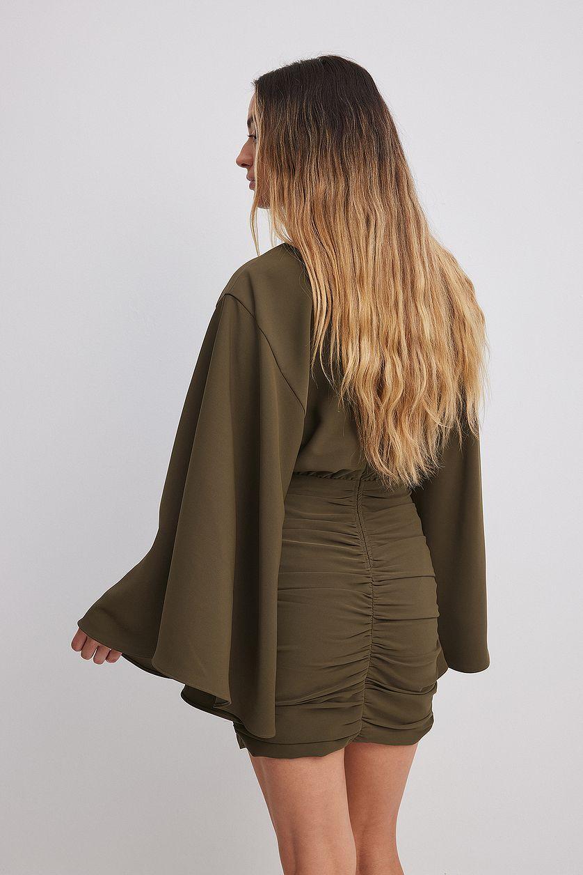 Wide Sleeve Draped Mini Dress Product Image