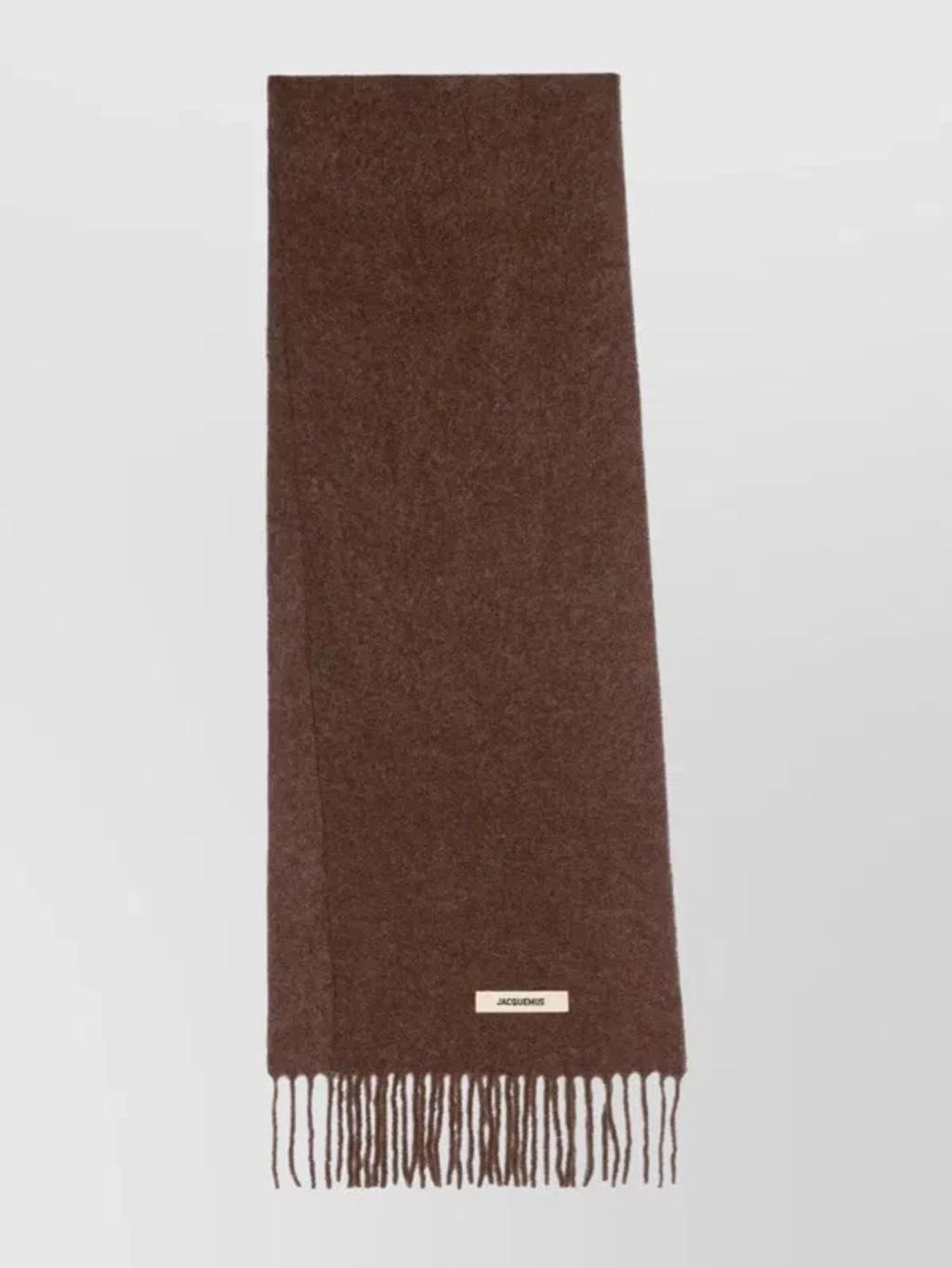 JACQUEMUS Edges Stylish Scarf Fringed In Brown Product Image
