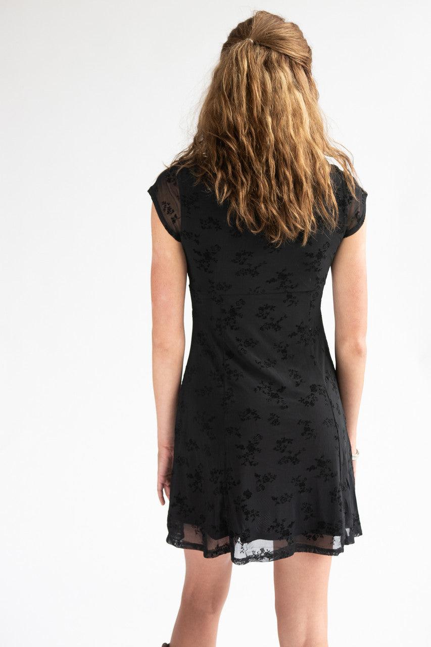 Mesh Fit & Flare Floral Mini Dress Product Image