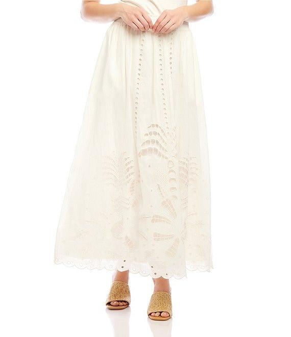 Karen Kane Embroidered Cut-Out A-Line Midi Skirt Product Image