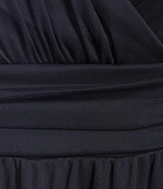 Ignite Evenings Plus Size V Neck 3/4 Sleeve Matte Jersey 2 Piece Jacket Dress Product Image