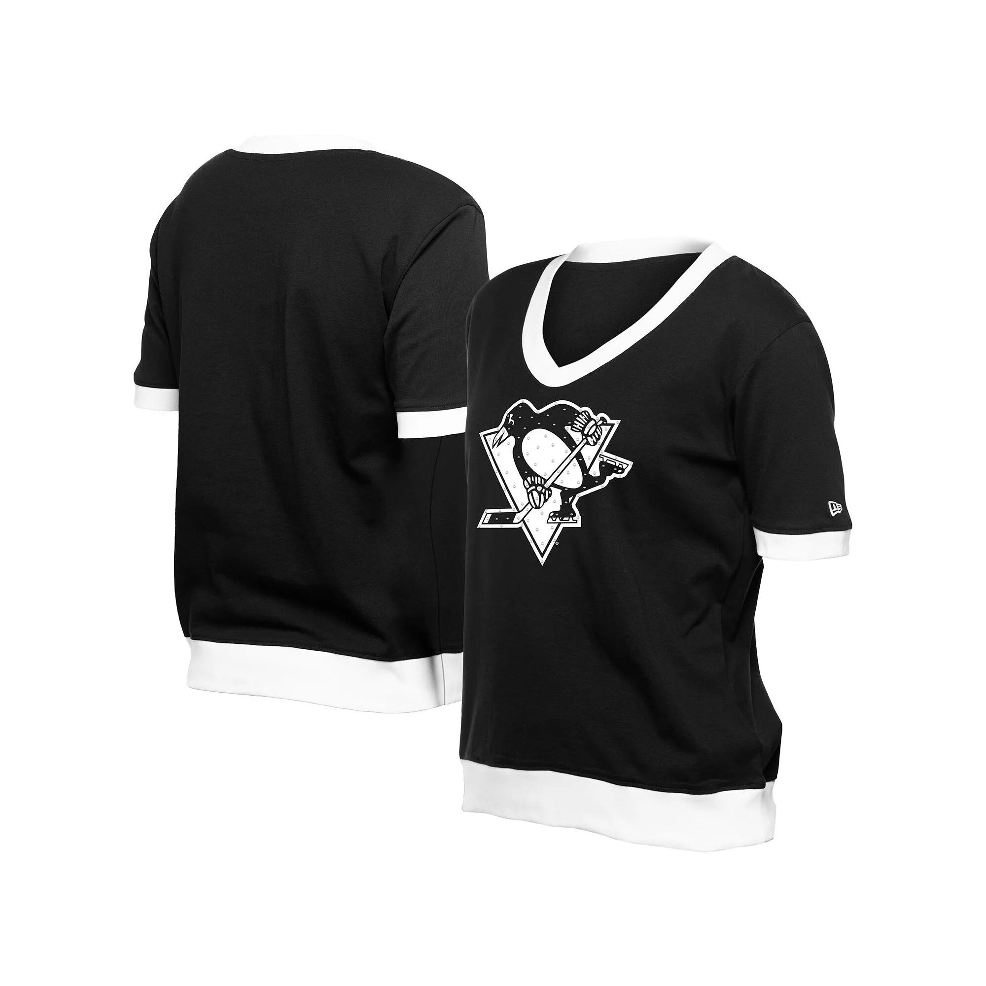Women's New Era Black Pittsburgh Penguins Game Day Rhinestuds T-Shirt,  Product Image