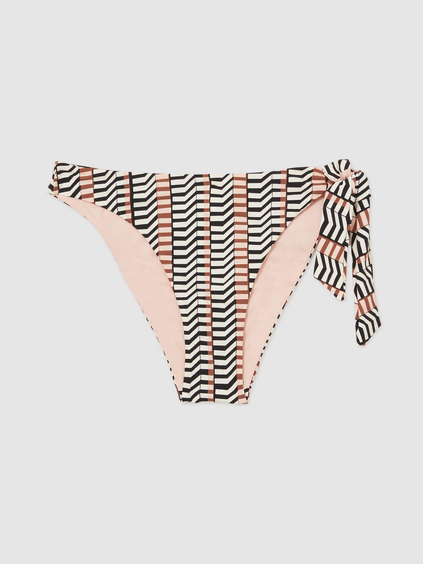 Chevron-Stripe Bikini Bottoms in Black/Brown Product Image