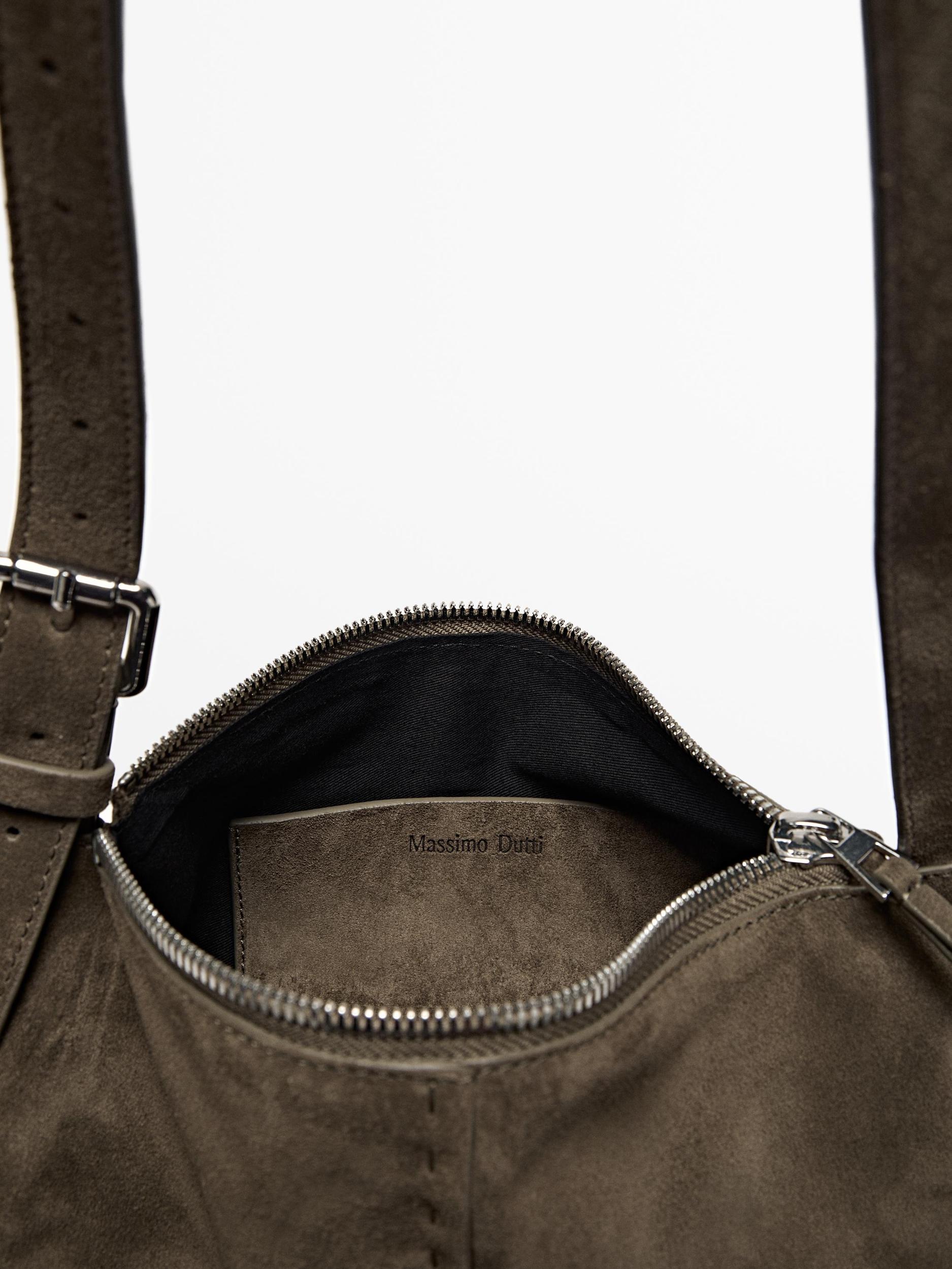 Split suede leather mini crossbody bag Product Image