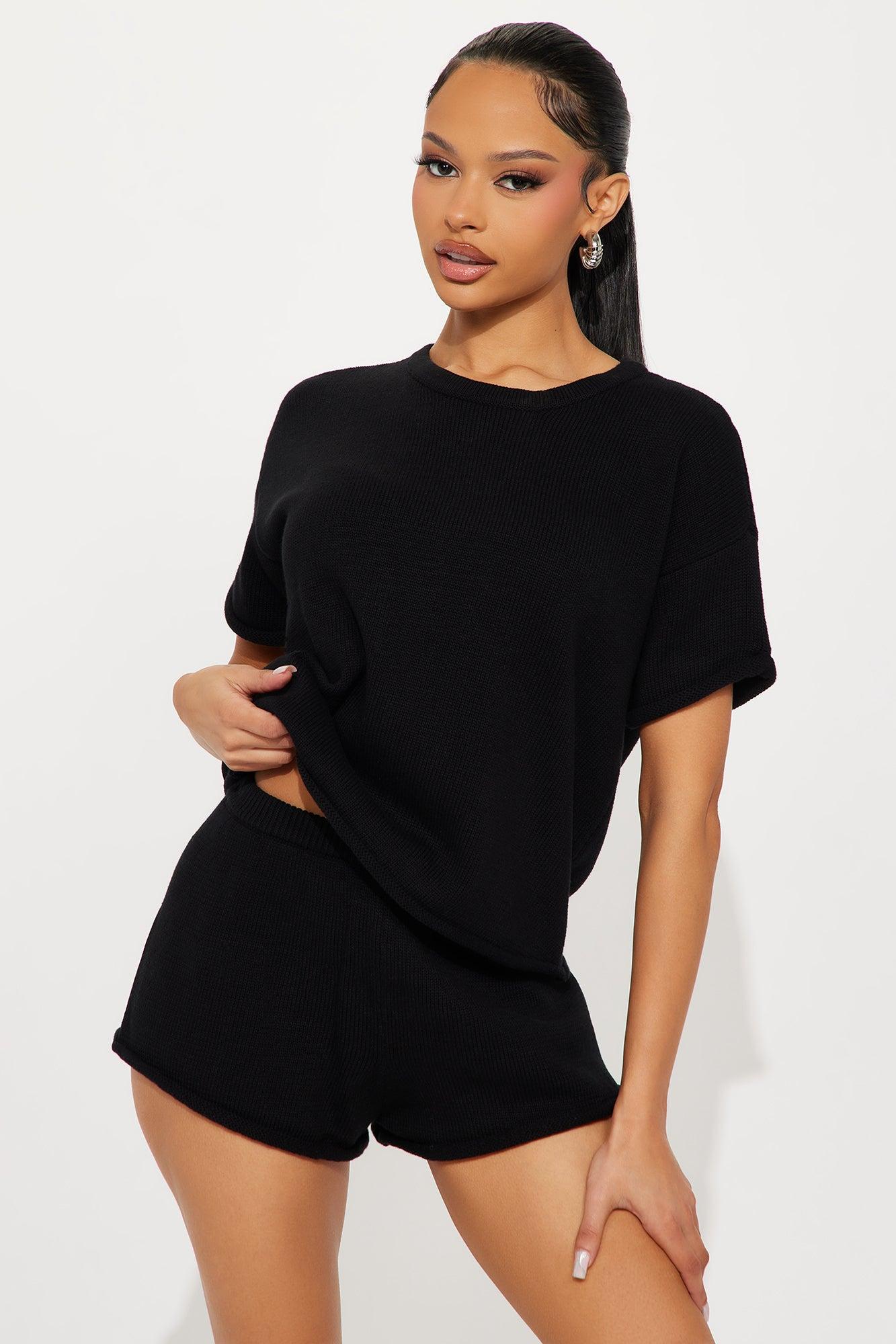 Alicia's Iconic Look Sweater Short Set - Black Product Image
