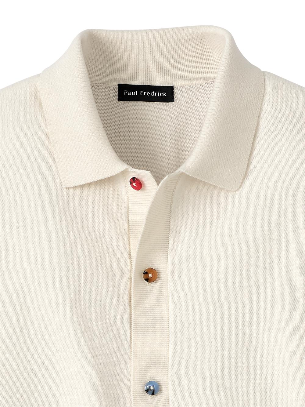 Cotton Button Front Polo - Ivory Product Image
