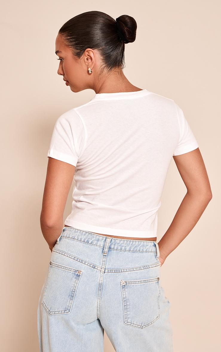 White Shell Graphic Cropped Fitted T-shirt Product Image