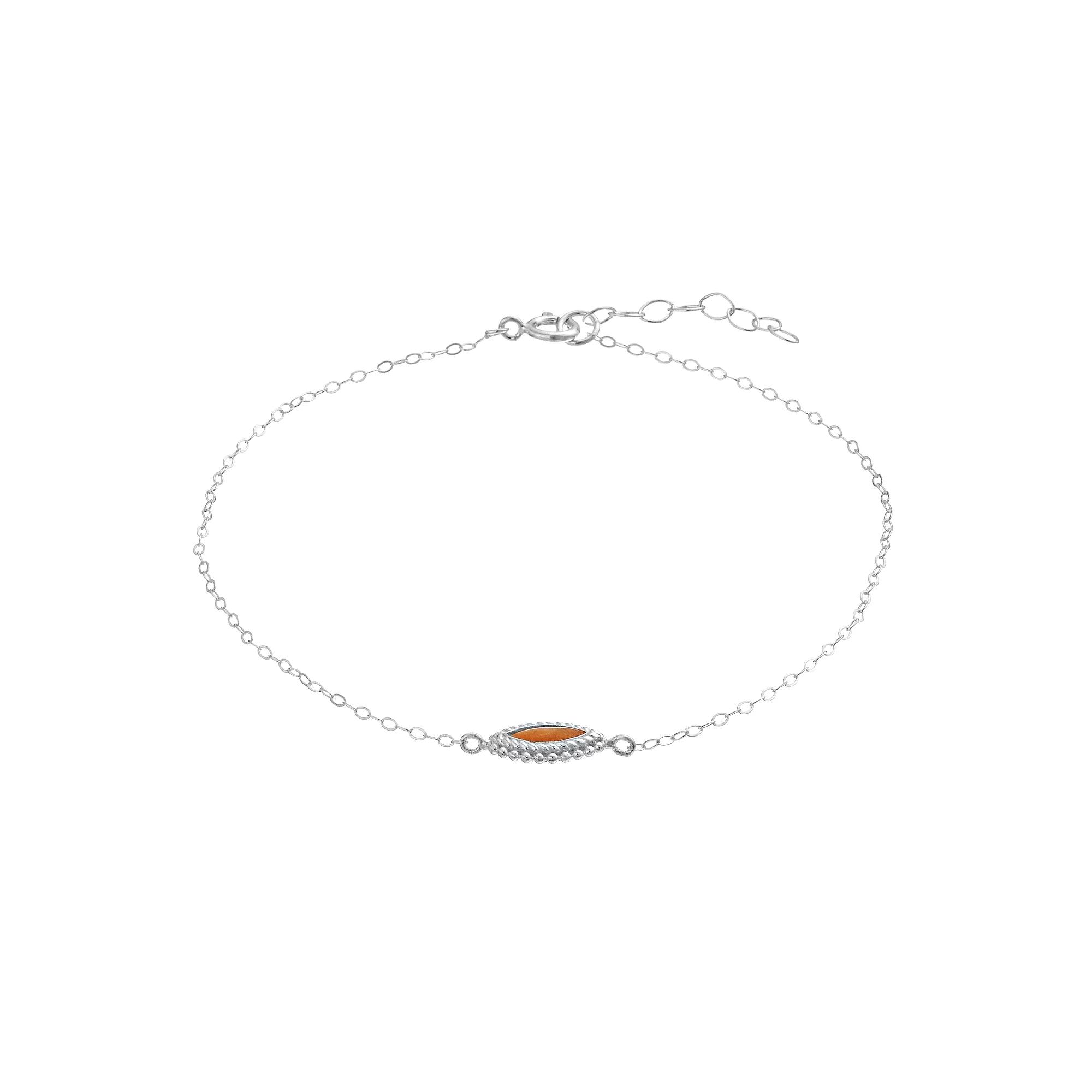 Aleure Precioso Sterling Silver White Abalone Inlay Marquise Station Anklet, Women's, Size: 9" Product Image