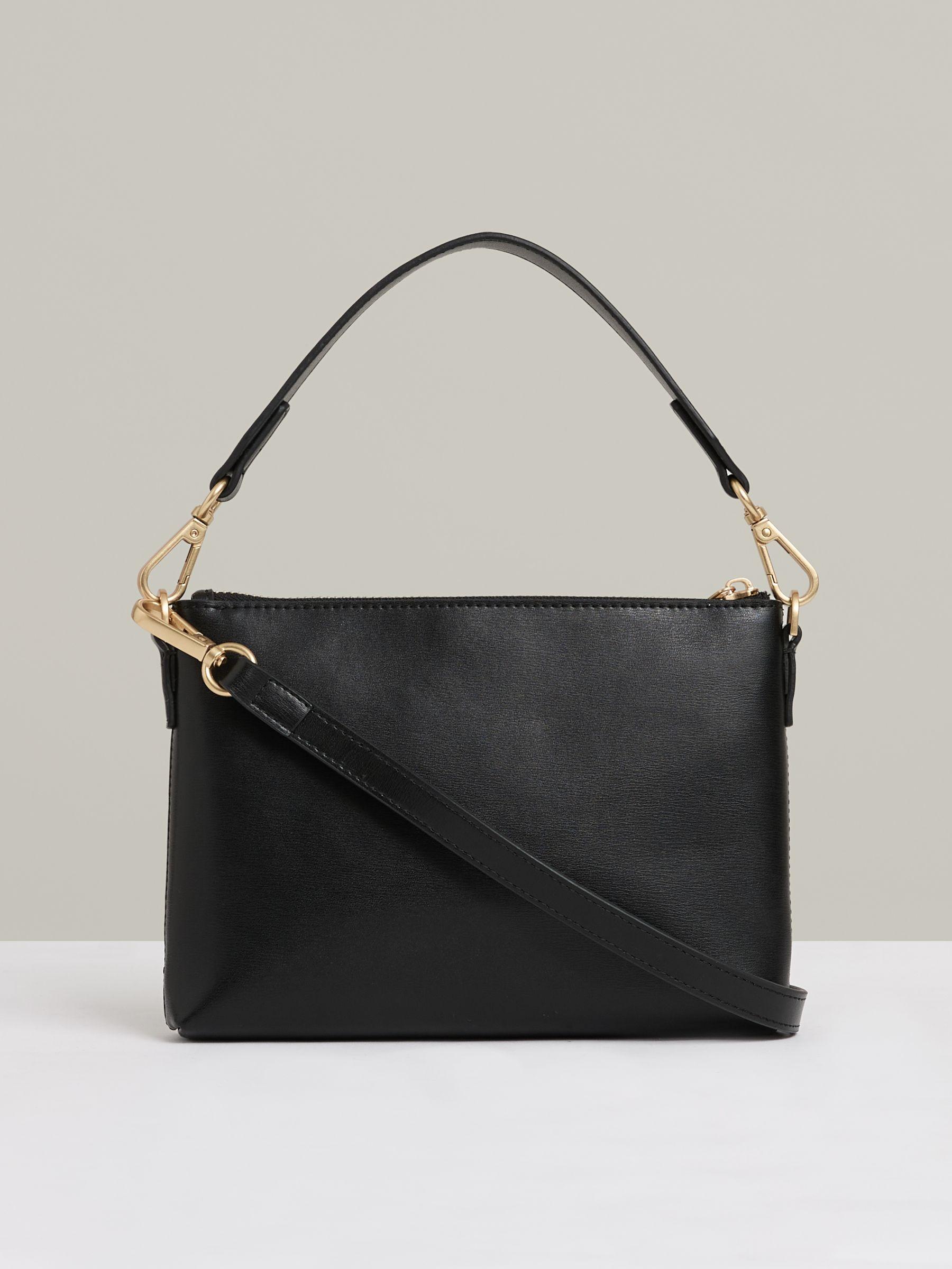 Leather Double Strap Pouch Bag in Black Product Image