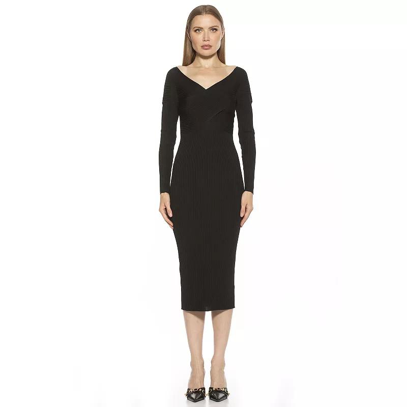 Women's ALEXIA ADMOR Christy Crossover Long Sleeve Ribbed Knit Dress,  Product Image