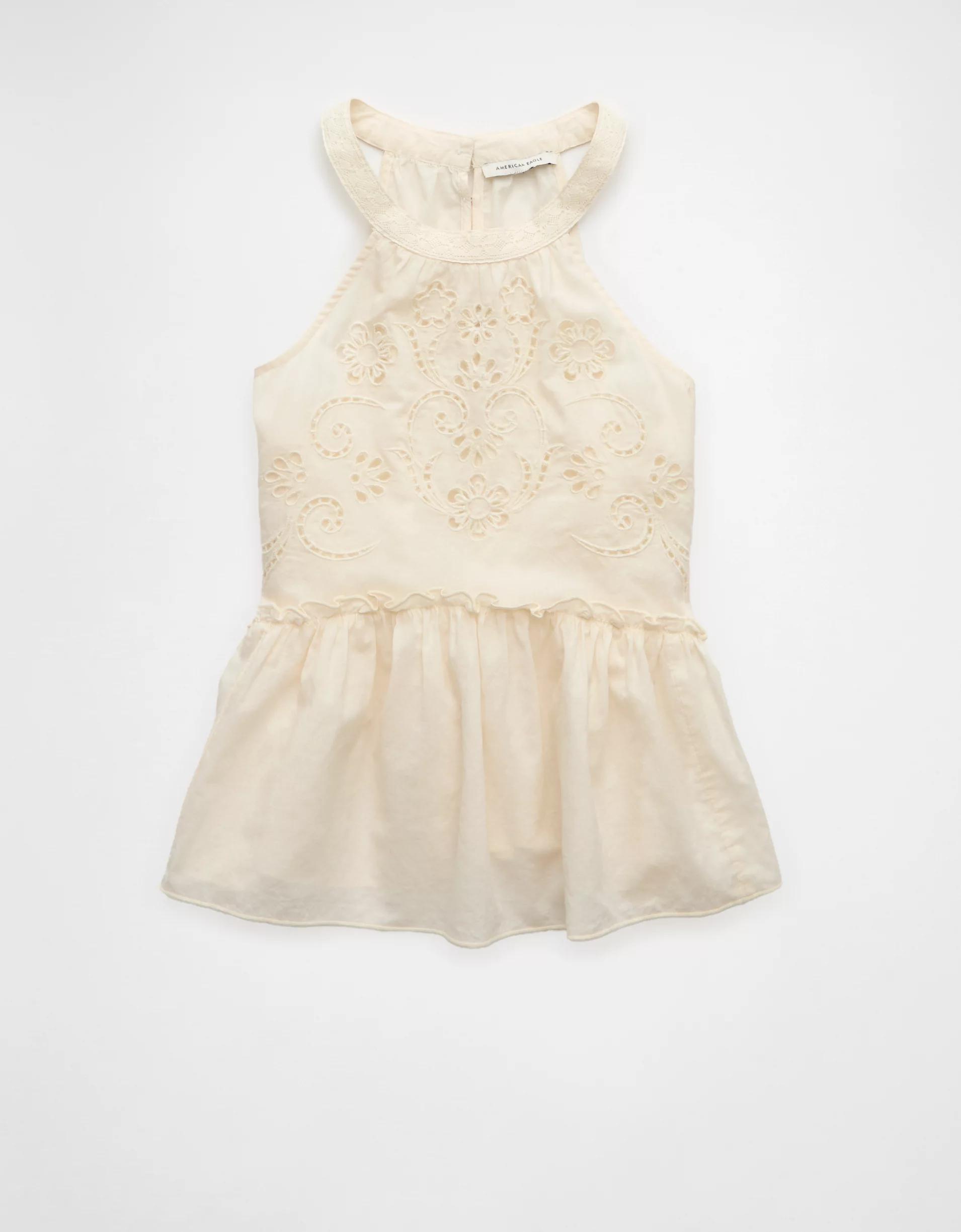 AE Embroidered Halter Tank Top Product Image