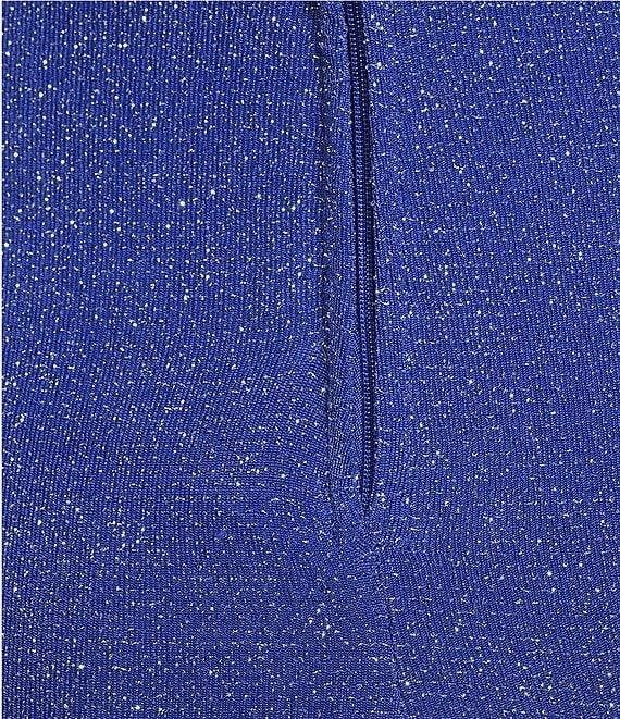 Midnight Doll Metallic Glitter Knit Tulip Hem Rhinestone Strap Mini Dress Product Image