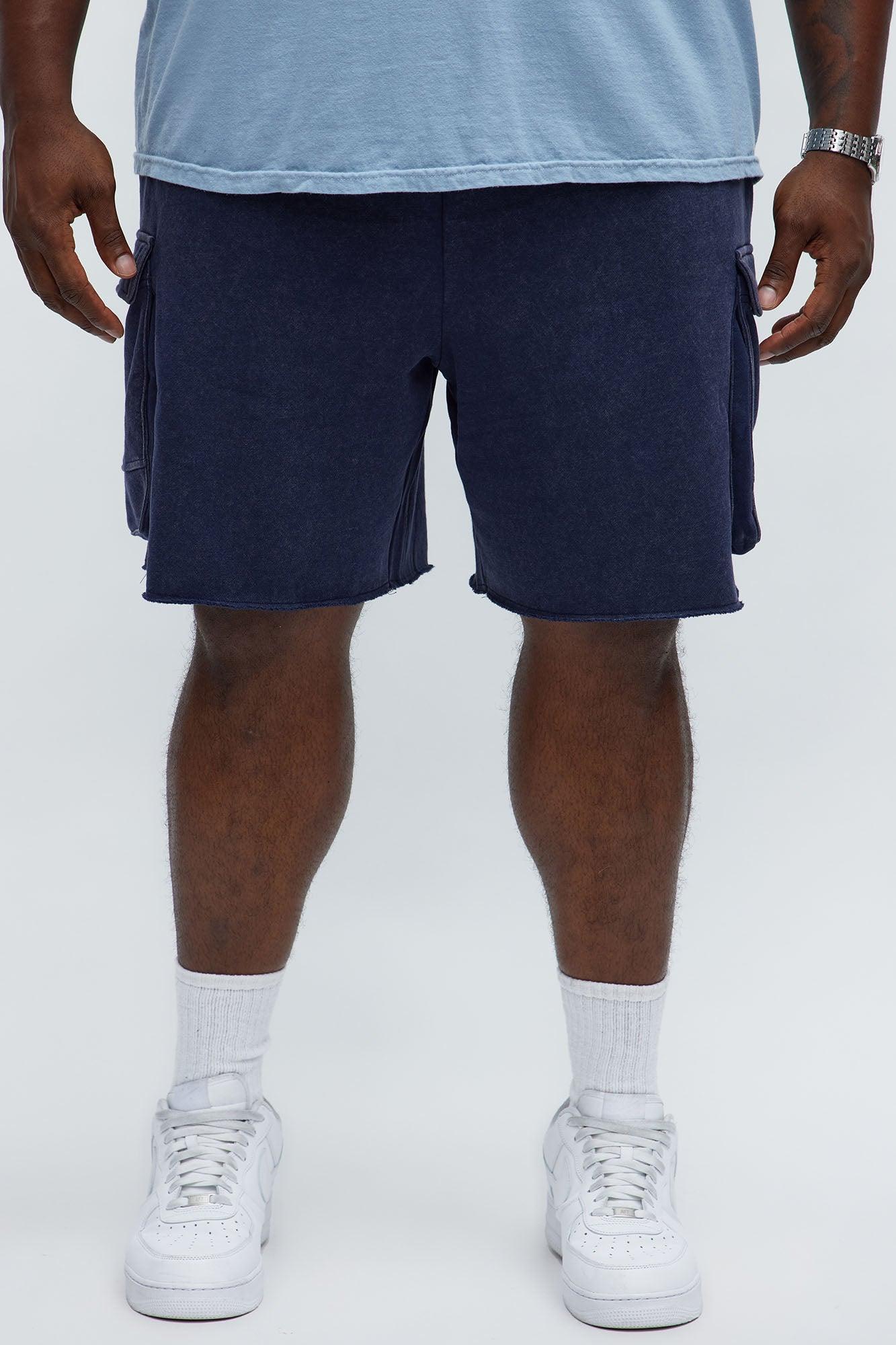 Tyson Bagged Off Cargo Relaxed Shorts - Navy Male Product Image