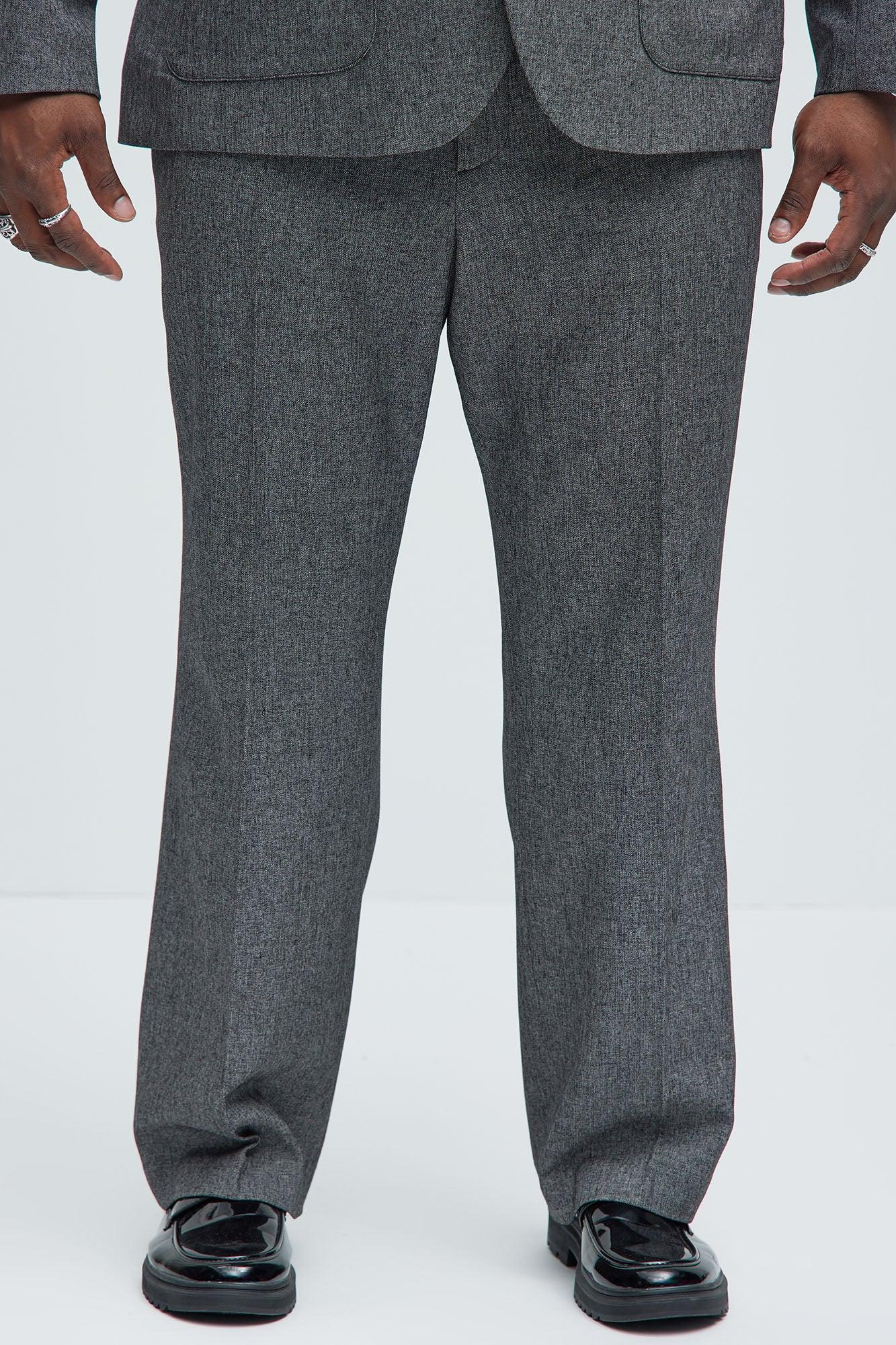 Porter Textured Straight Trousers - Charcoal Product Image