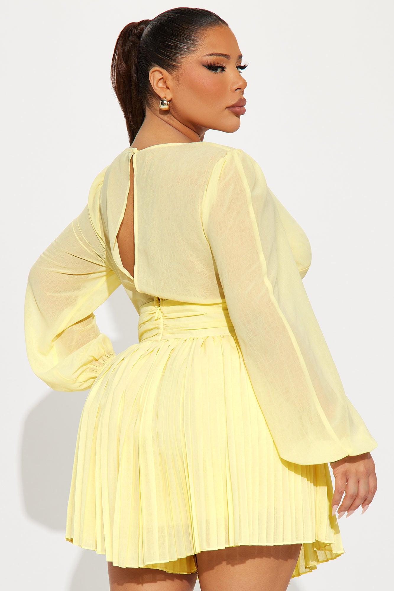 Not Today Pleated Romper - Butter Yellow Product Image