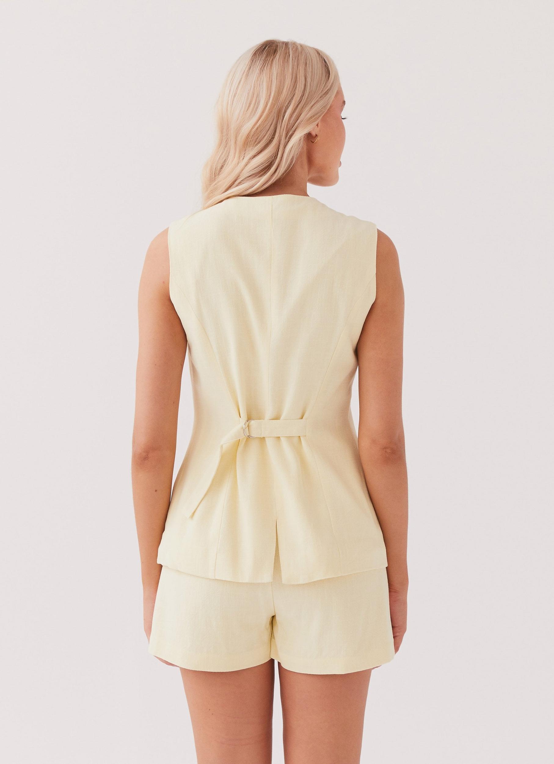 Born For Bordeaux Linen Vest - Lemon Product Image